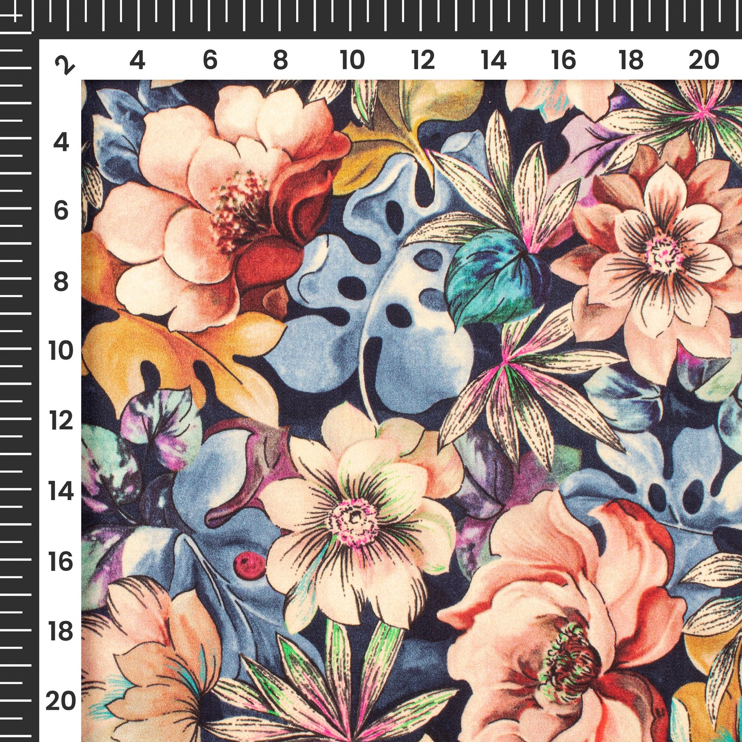 Scenic Floral Digital Print Assami Bemberg Satin Fabric