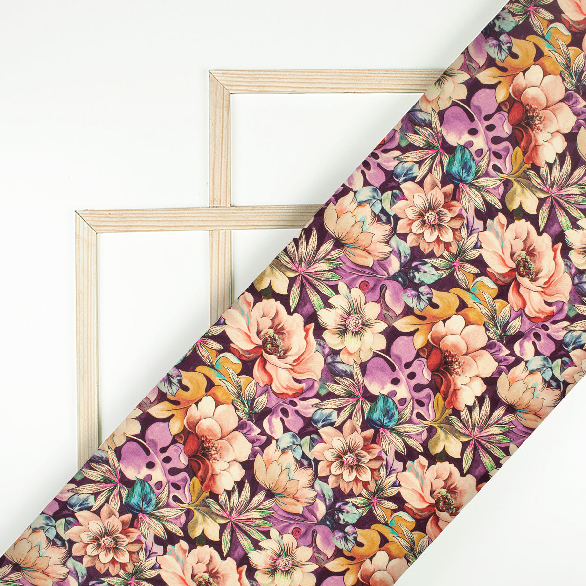 Catchy Floral Digital Print Assami Bemberg Satin Fabric