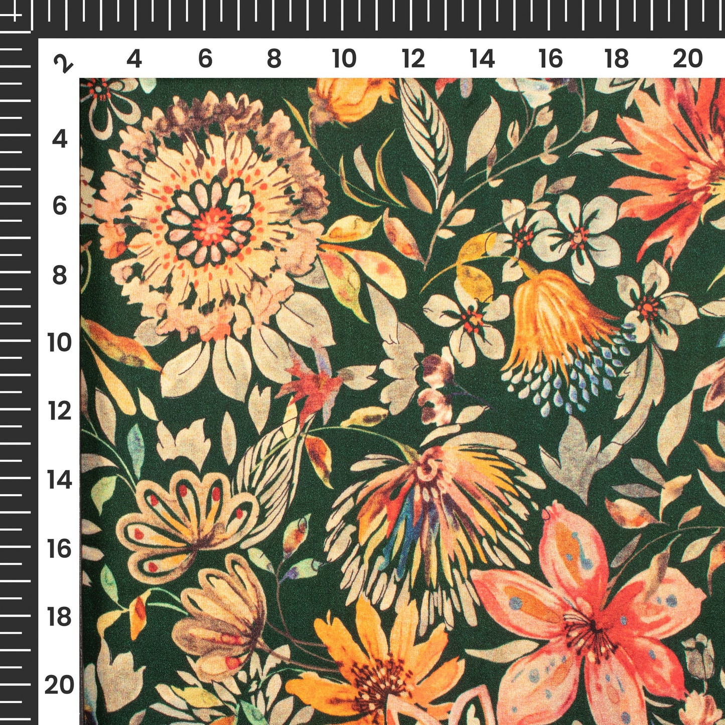 Botanical Floral Digital Print Assami Bemberg Satin Fabric