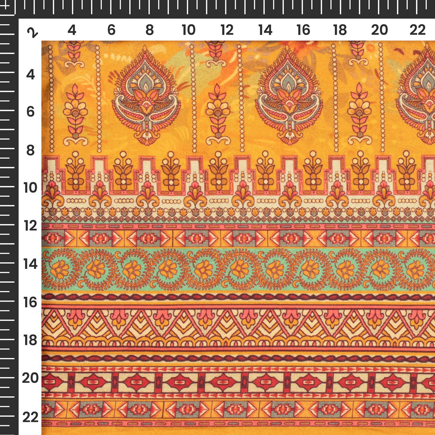 Canary Yellow Floral Digital Print Cotton Cambric Fabric