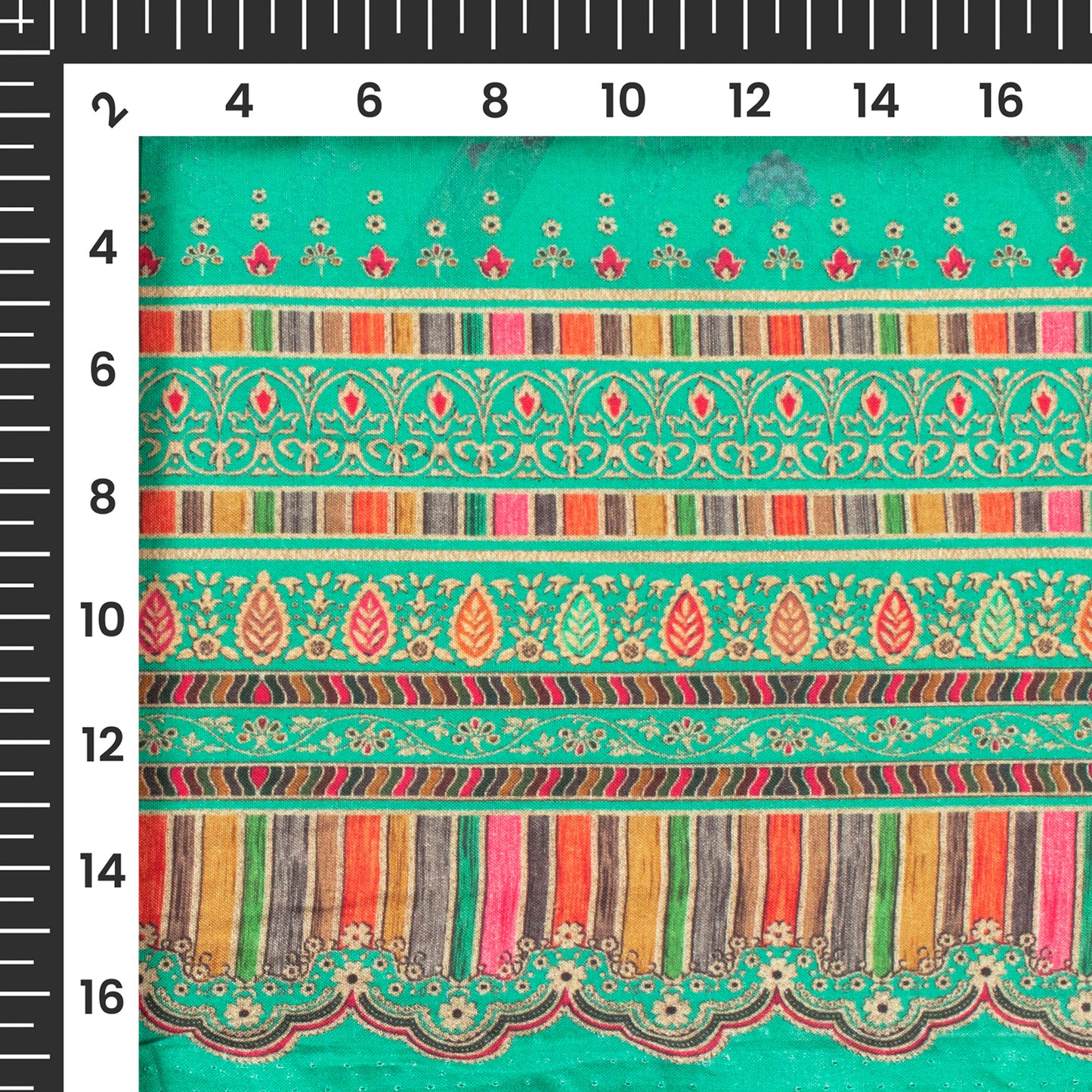 Cool Green Floral Digital Print Cotton Cambric Fabric