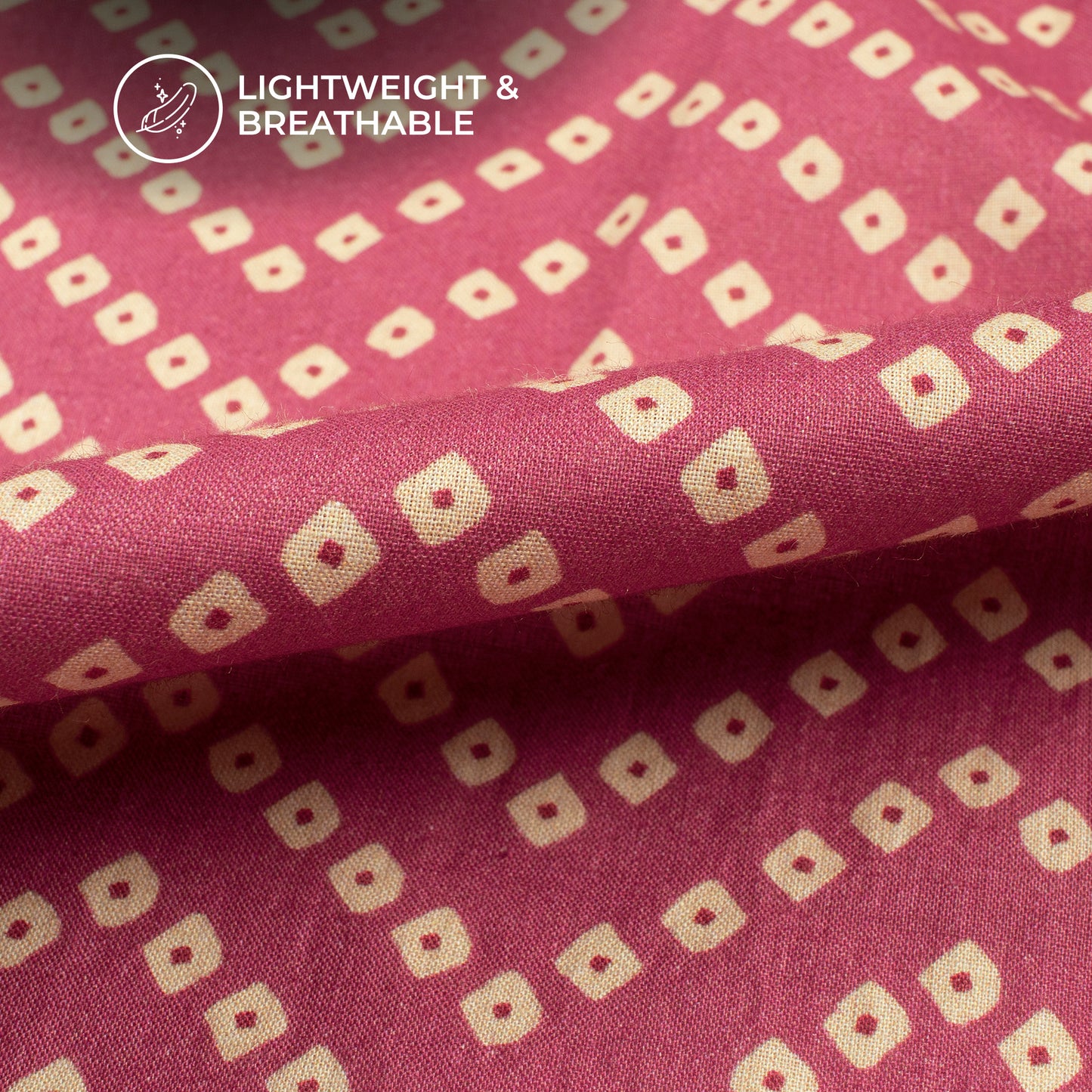 Blush Pink Bandhanii Digital Print Cotton Cambric Fabric