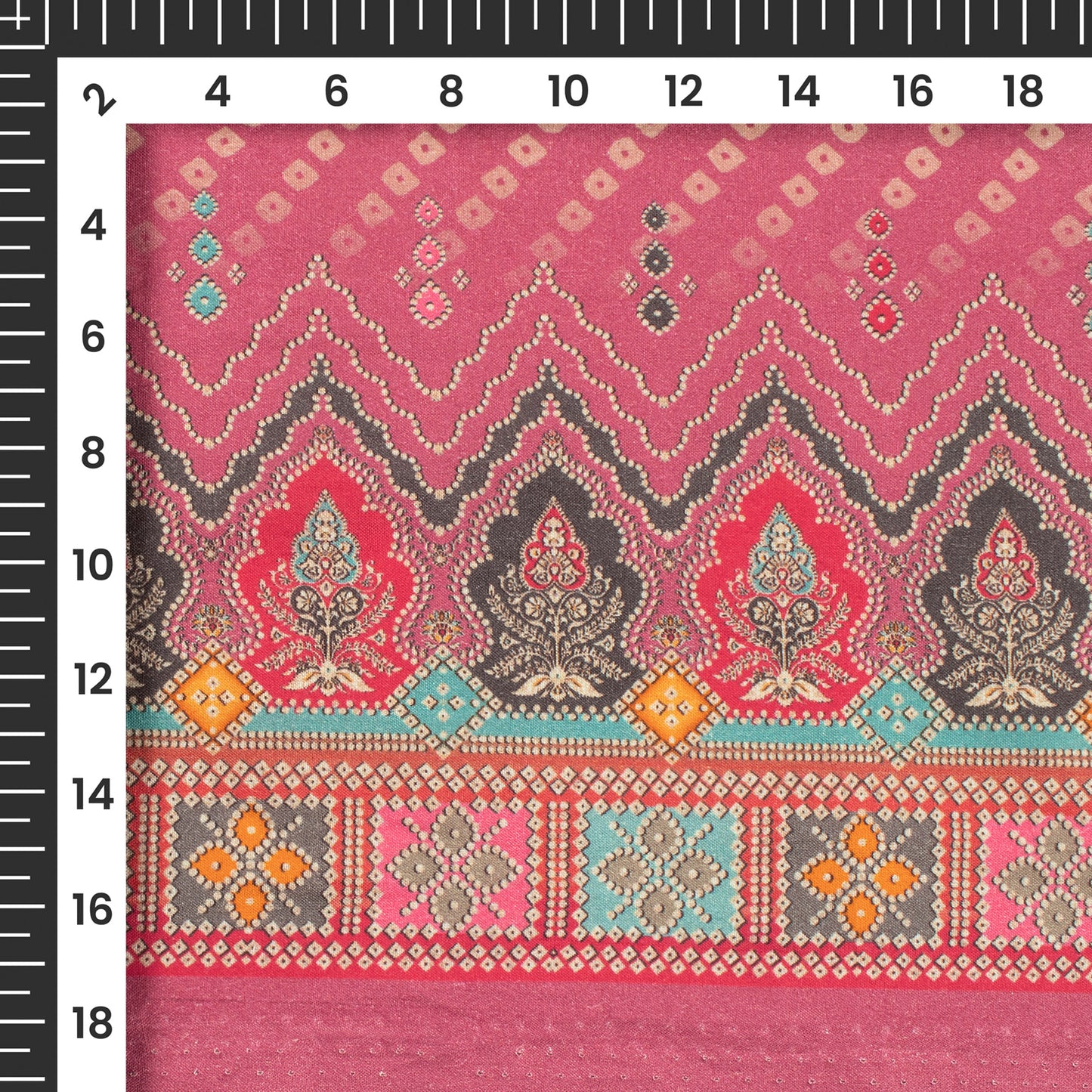 Blush Pink Bandhanii Digital Print Cotton Cambric Fabric