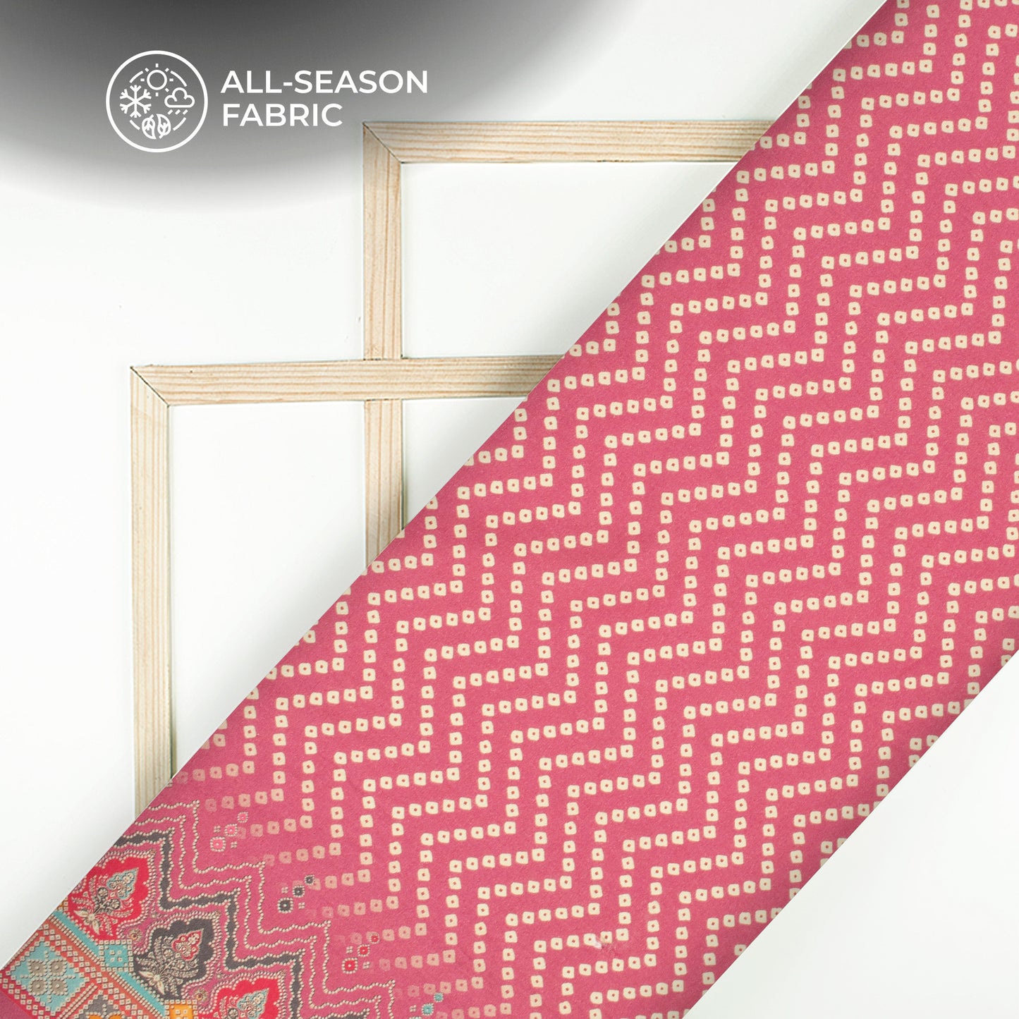 Blush Pink Bandhanii Digital Print Cotton Cambric Fabric