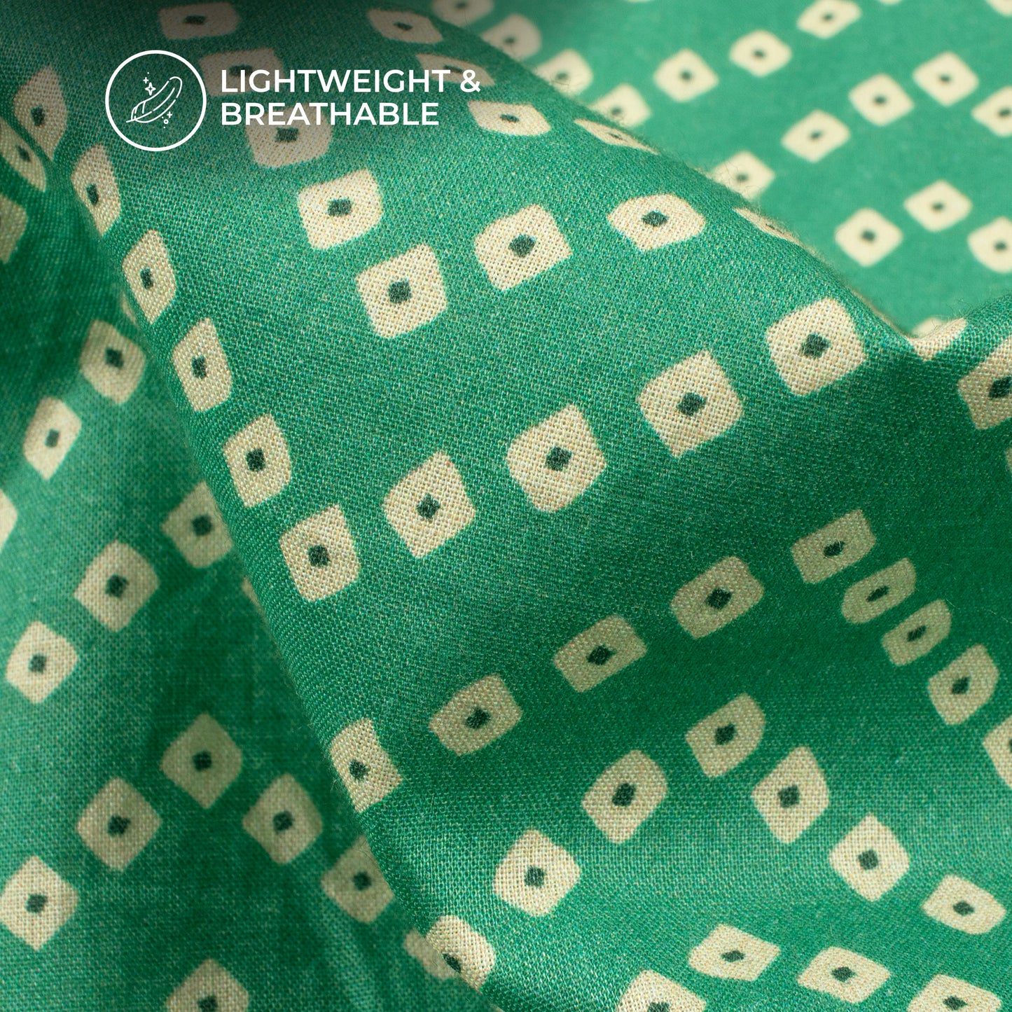 Emerald Green Bandhani Digital Print Cotton Cambric Fabric