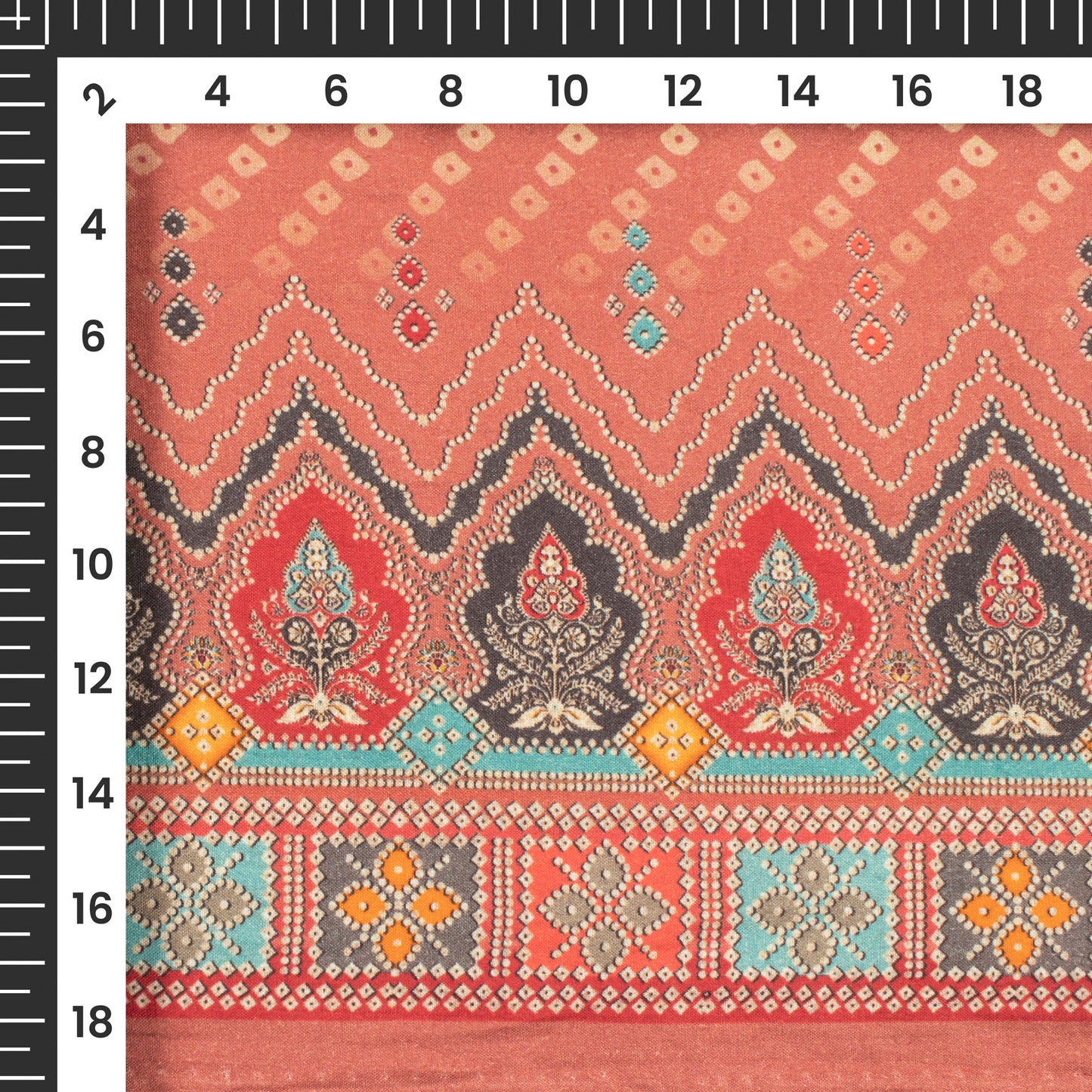 Blush Red Bandhani Digital Print Cotton Cambric Fabric