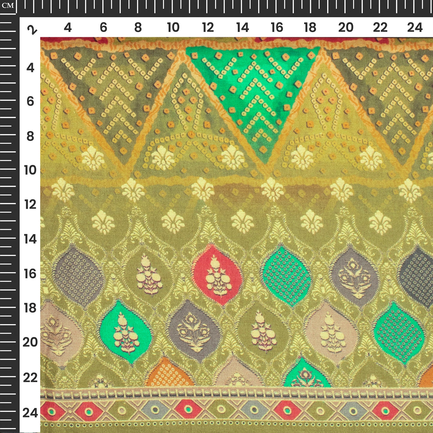 Bandhani Bloom Drop Digital Print Cotton Mulmul Fabric, Seamless And Rare