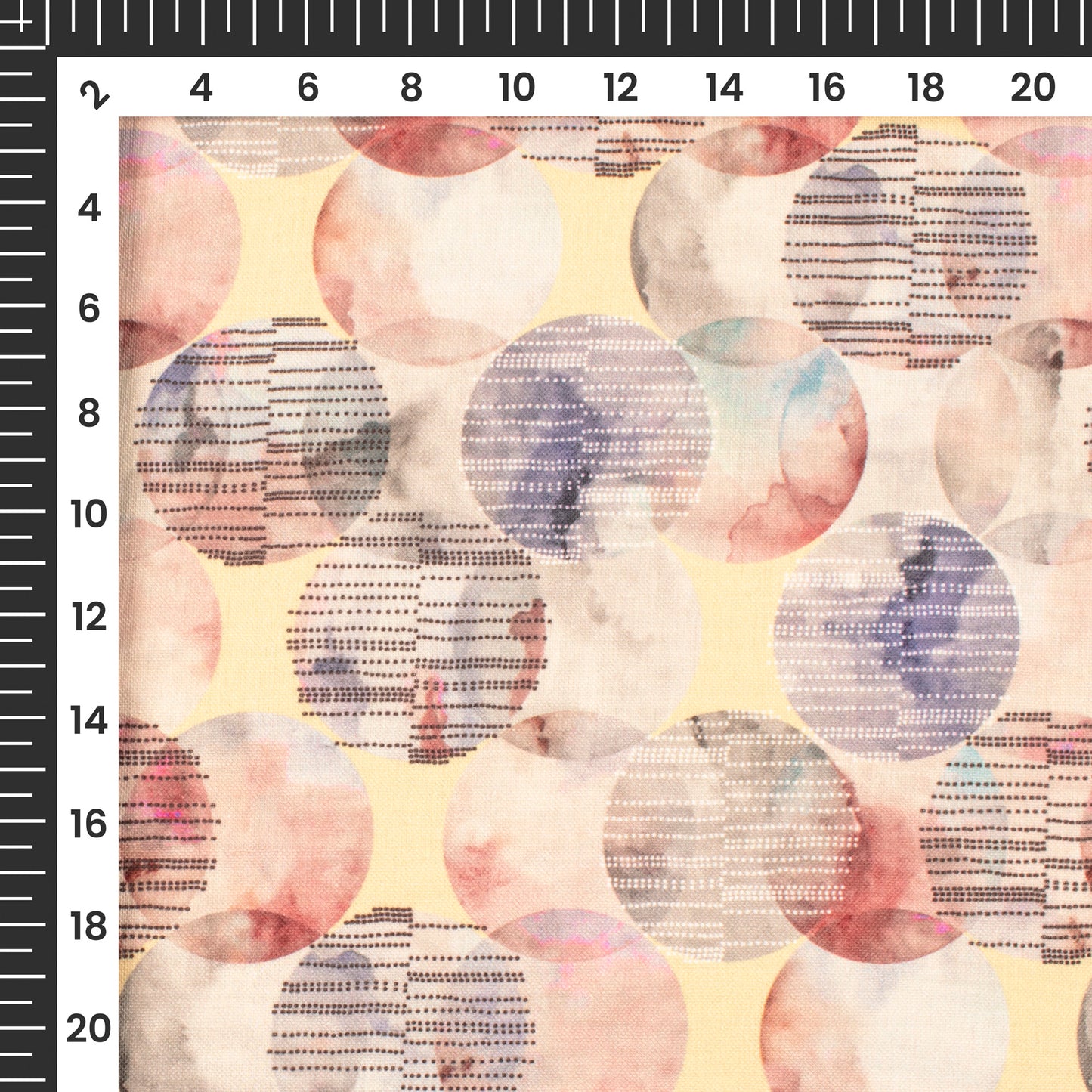 Multi-Color Geometrical Digital Print Linen Textured Fabric (Width 56 Inches)