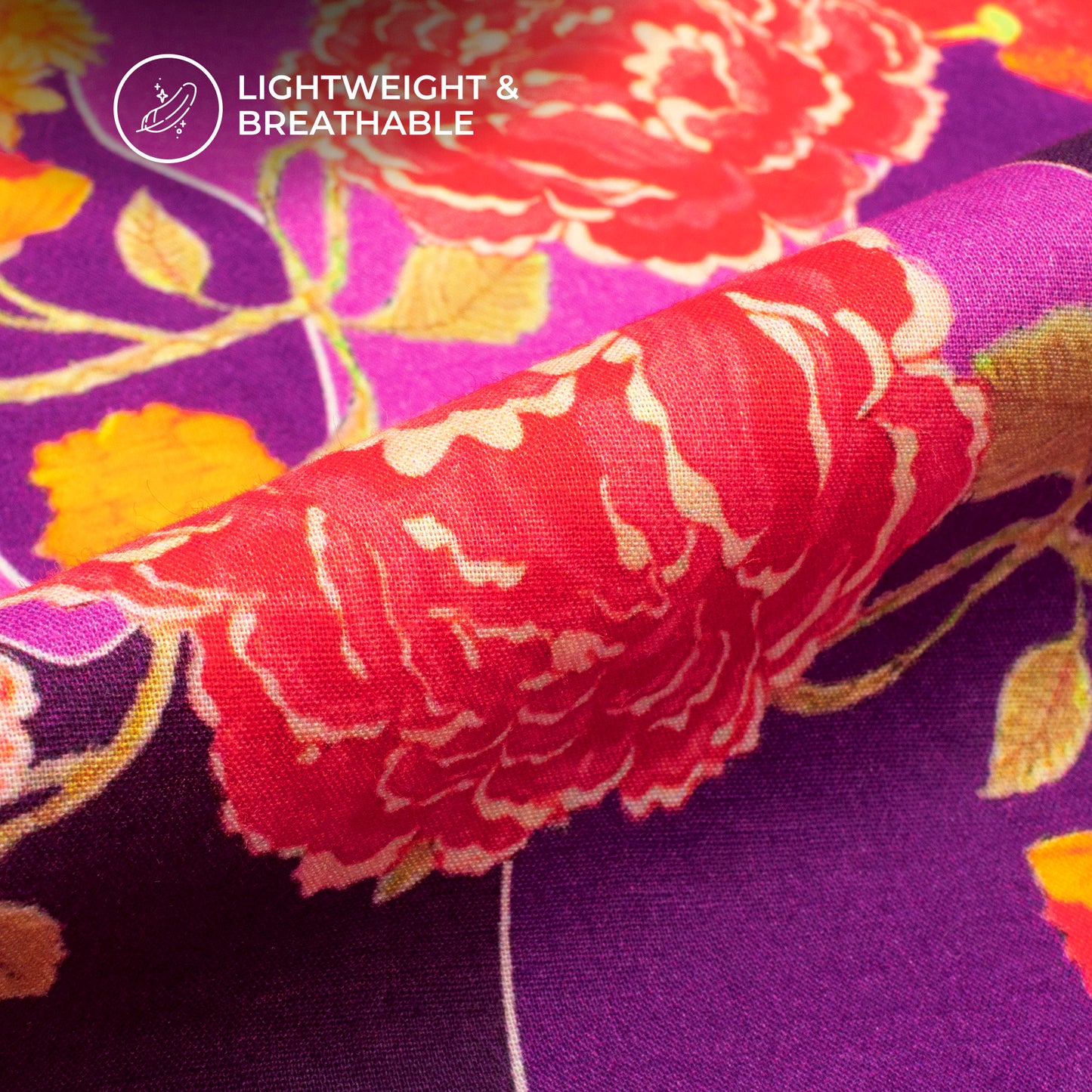 Springtime Splendor: Floral Digital Print Cotton Cambric Fabric