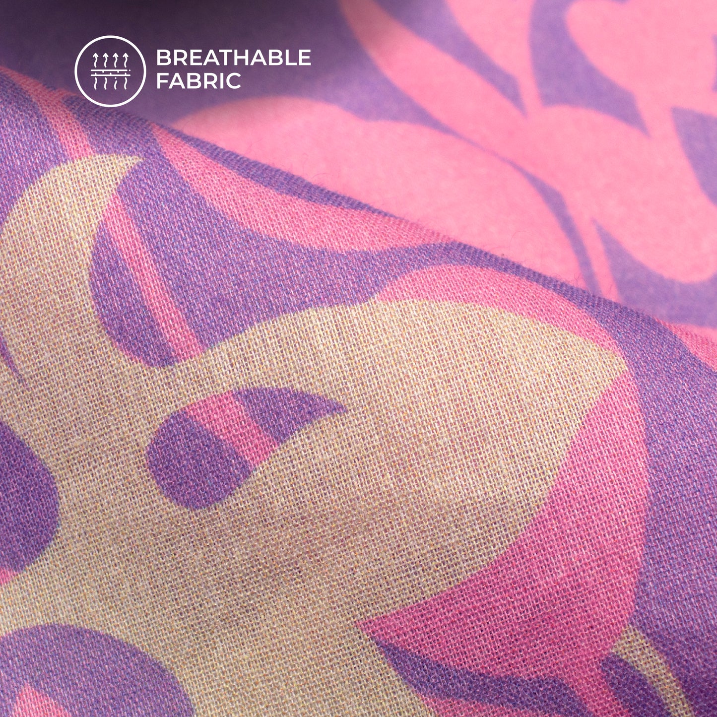 Pastel Petals: Lavender Purple Digital Print Pure Cotton Mulmul Fabric