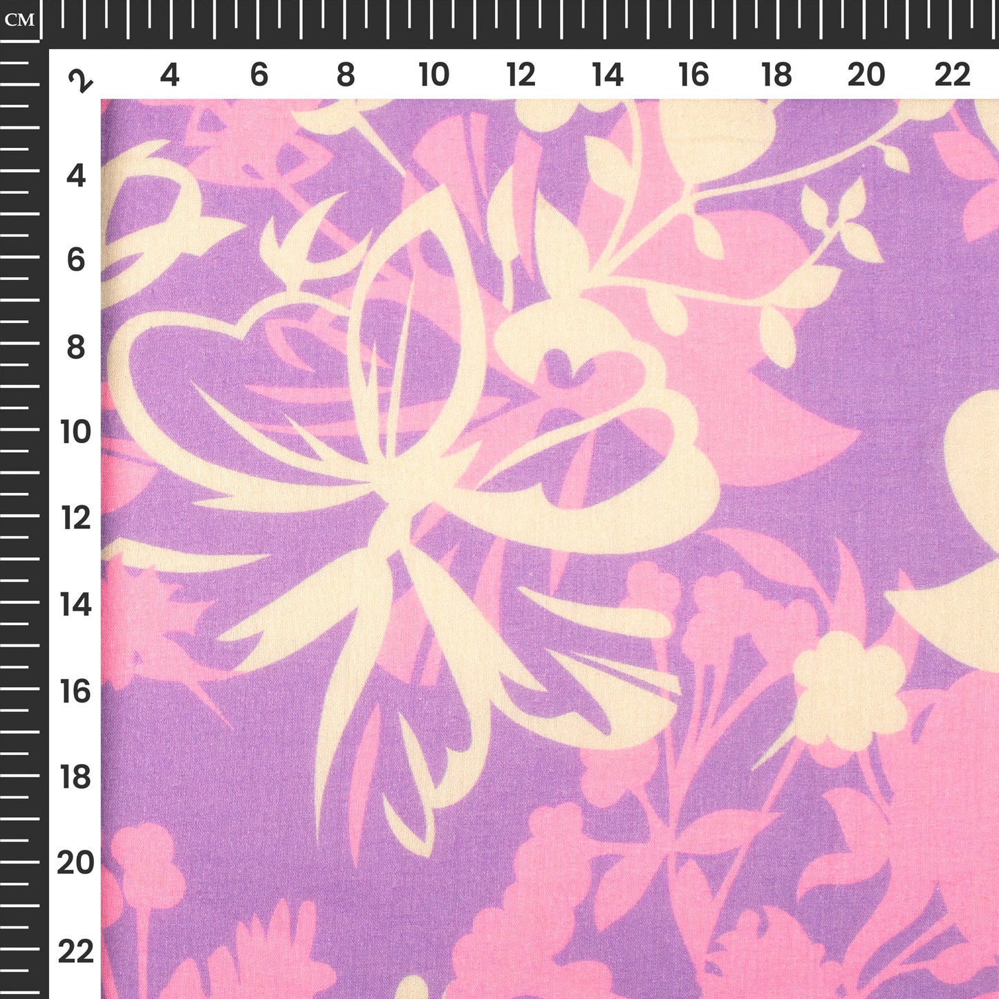 Pastel Petals: Lavender Purple Digital Print Pure Cotton Mulmul Fabric