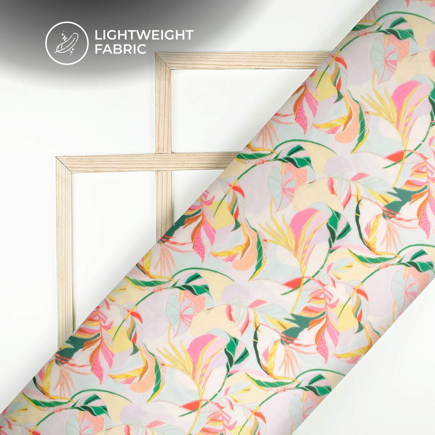 Light Pink Floral Digital Print Organza Satin Fabric