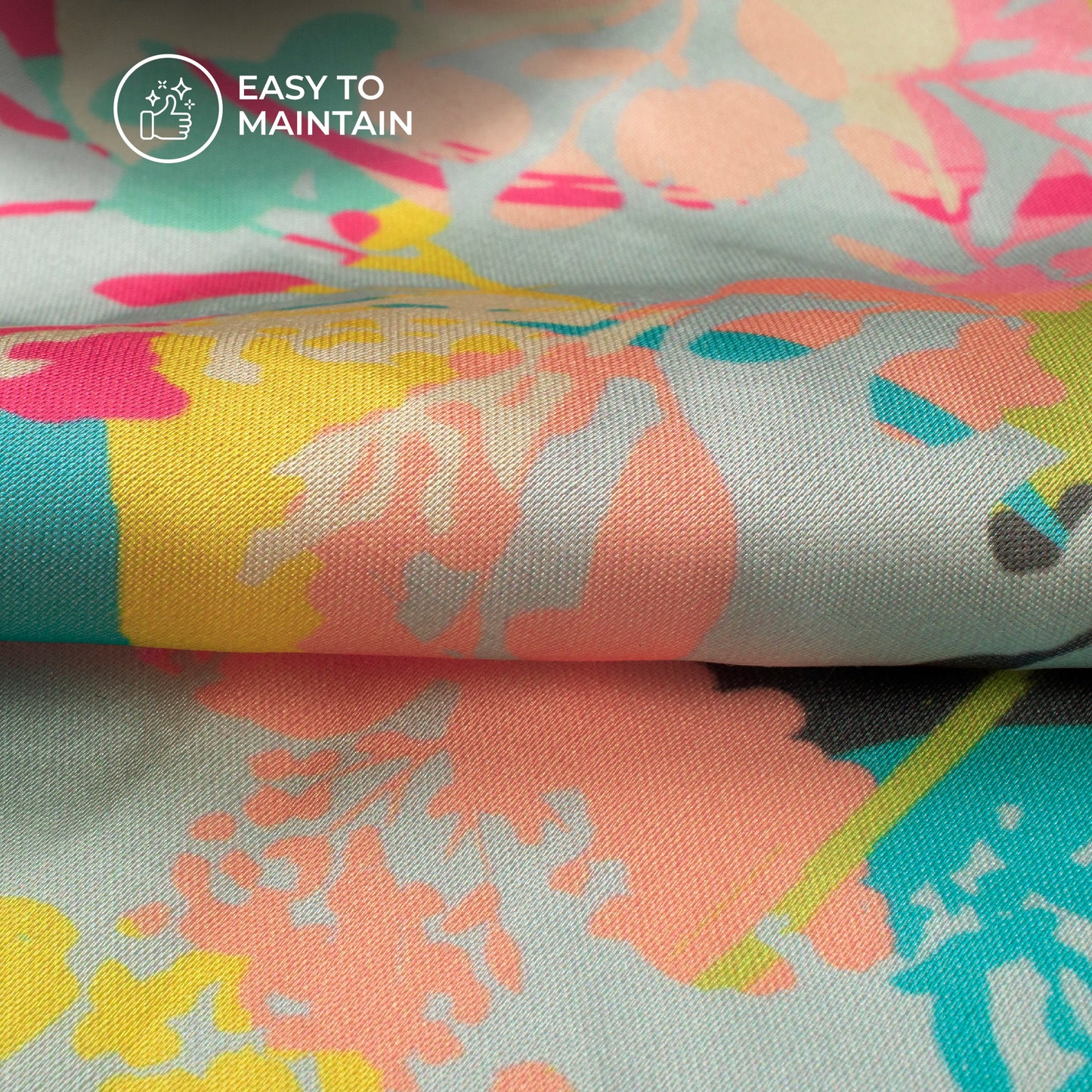 Spectrum Blossoms: Colorful Digital Print Modal Satin Fabric