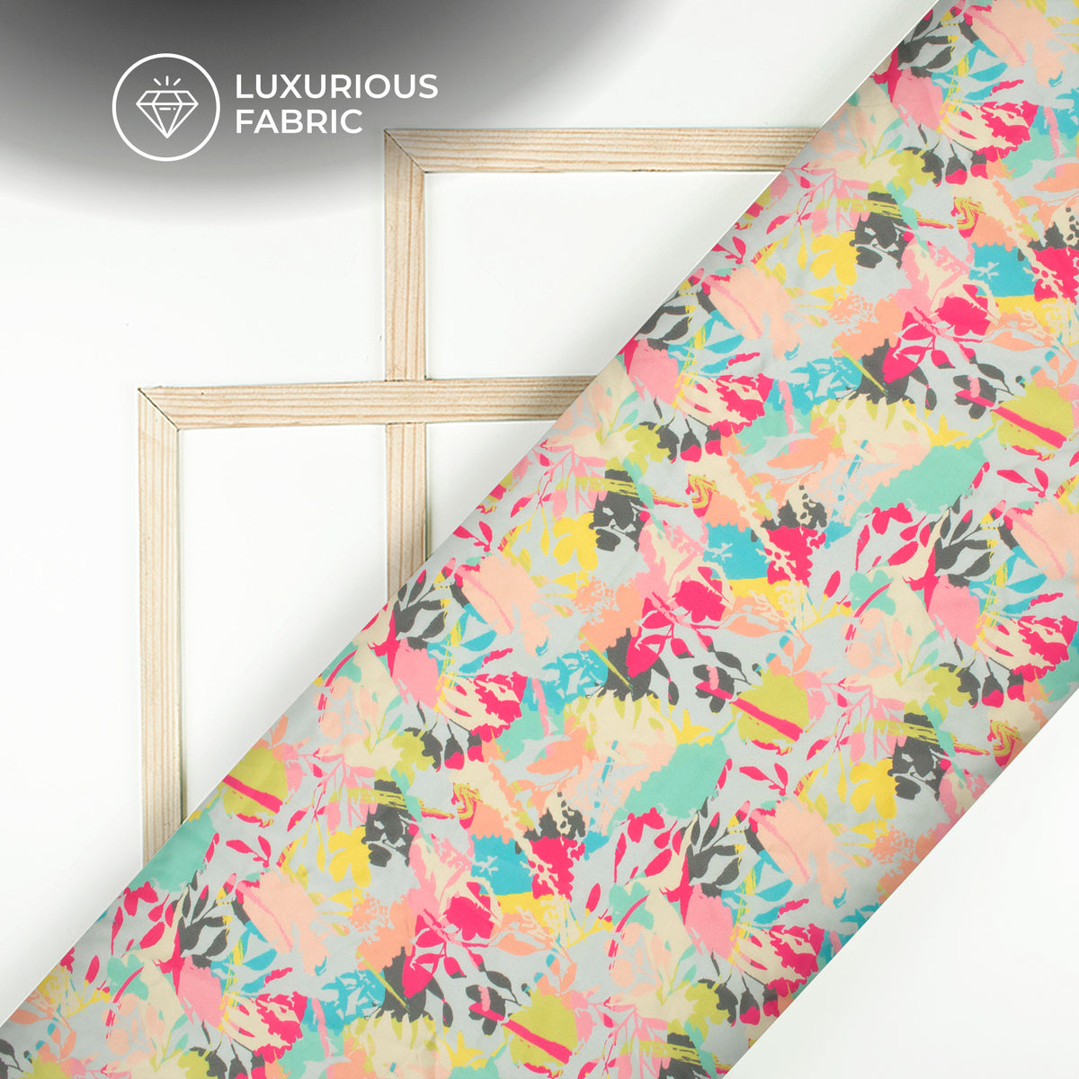 Spectrum Blossoms: Colorful Digital Print Modal Satin Fabric