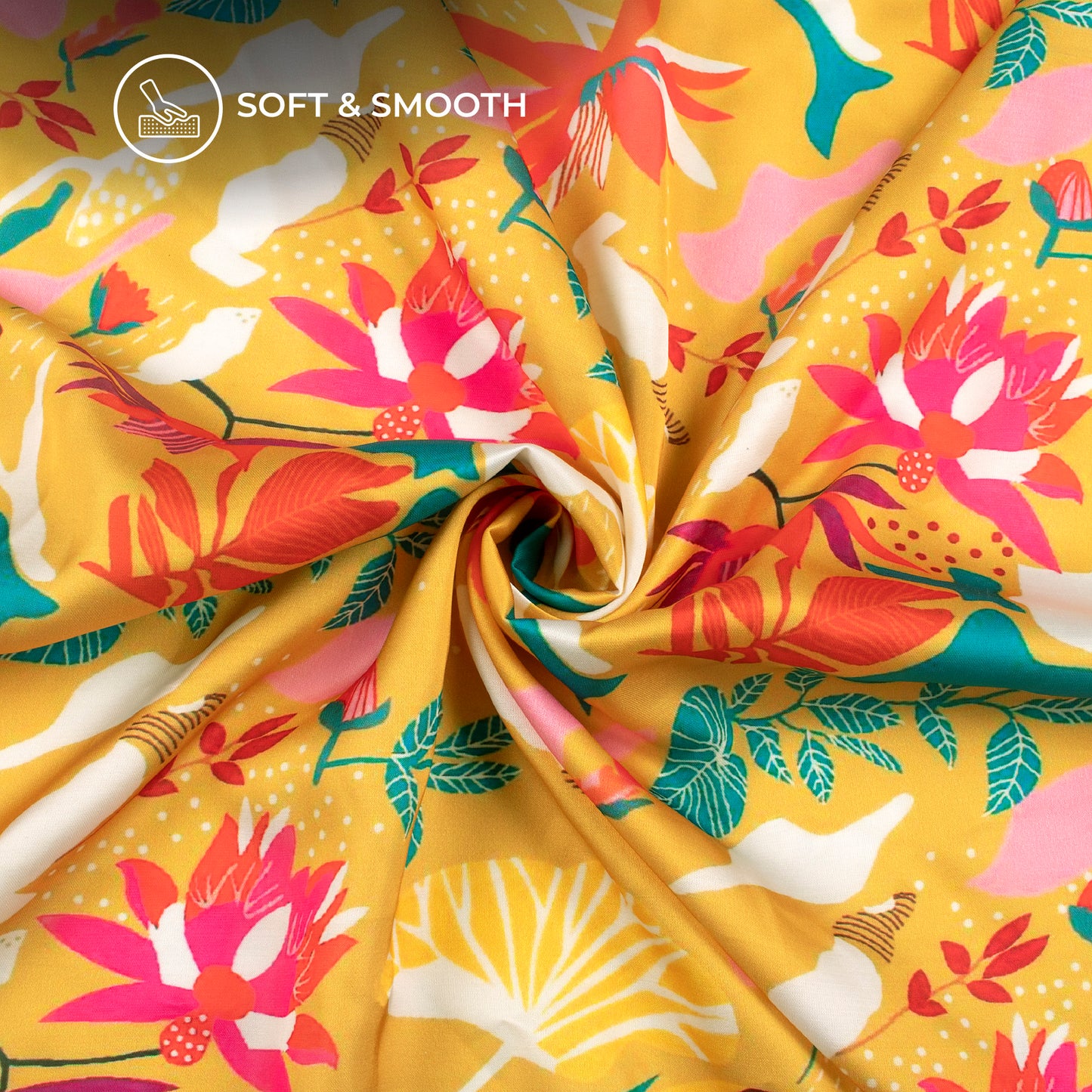 Garden Chic: Stylish Floral Digital Print Modal Satin Fabric