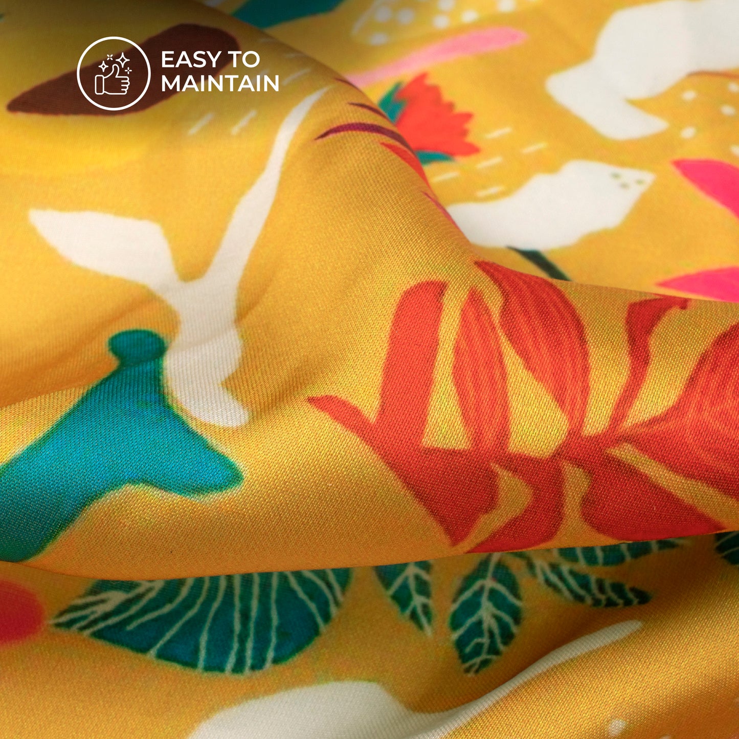 Garden Chic: Stylish Floral Digital Print Modal Satin Fabric