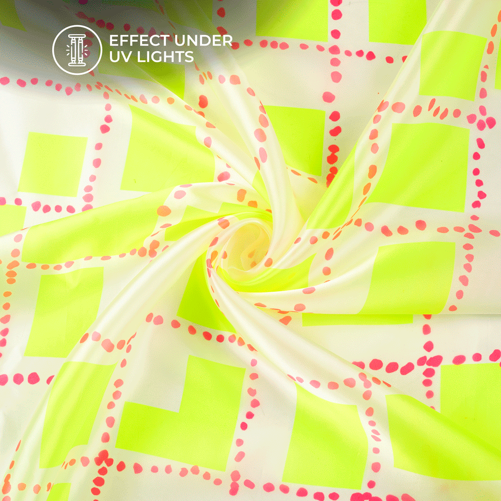 Neon Enchantment: Digital Print Organza Satin Fabric
