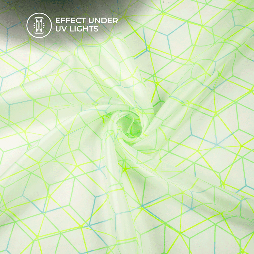 Neon Elegance: Illuminated Digital Print Organza Satin Fabric
