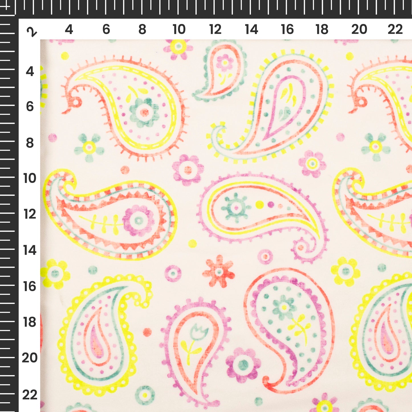 Neon Paisley Radiance Digital Print Lycra Fabric (Width 58 Inches)