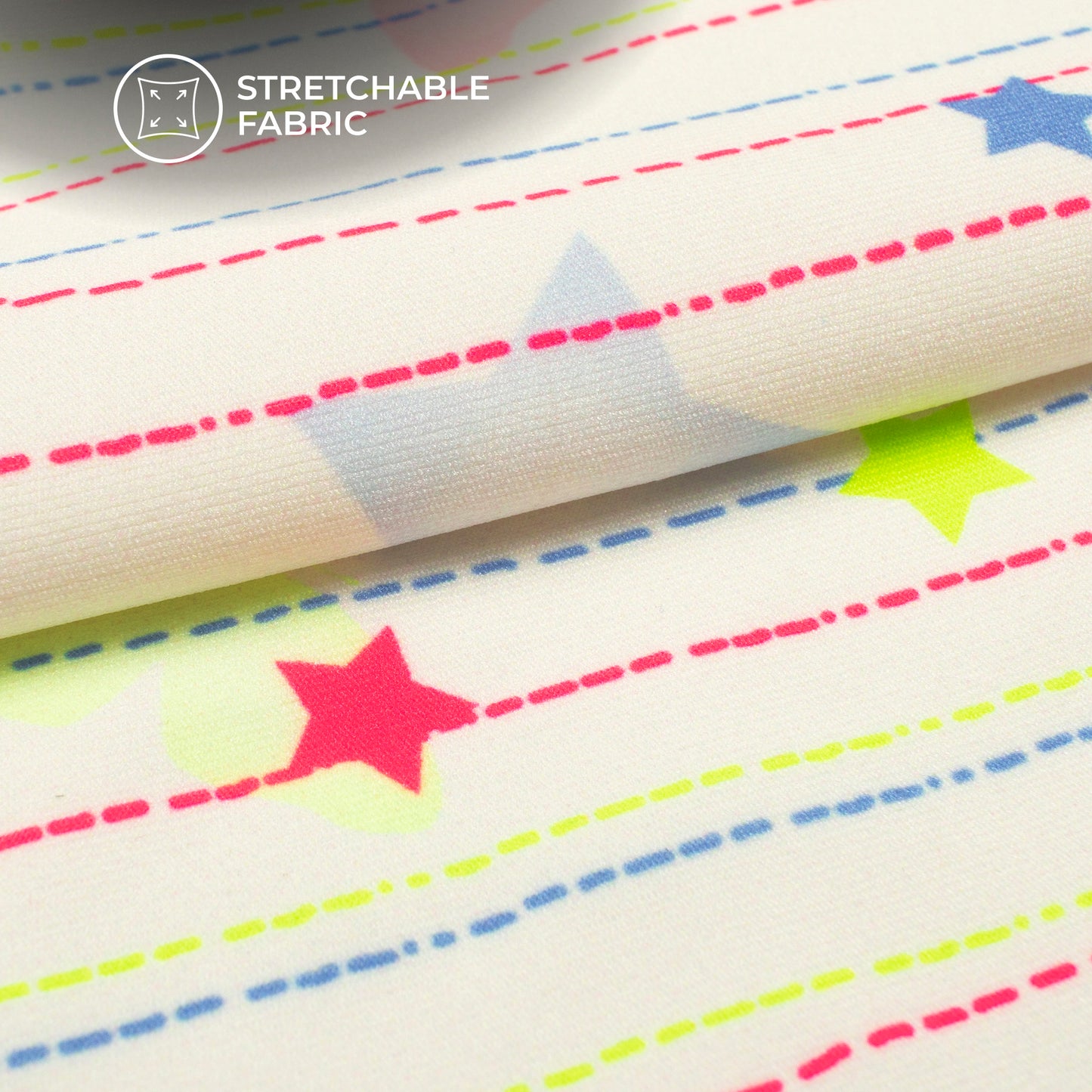 Neon Striped Elegance Digital Print Lycra Fabric (Width 58 Inches)