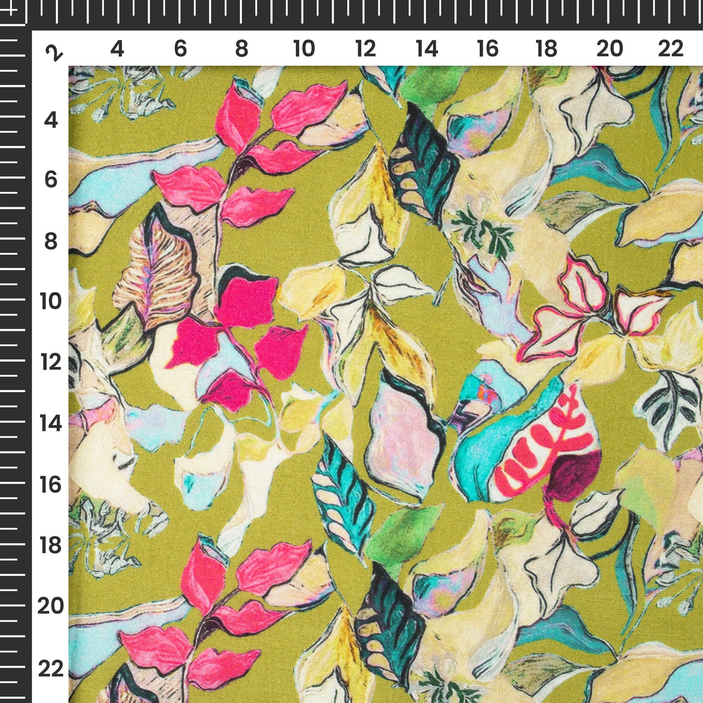 Natural's Whisper: Leaf Digital Print Viscose Muslin Fabric
