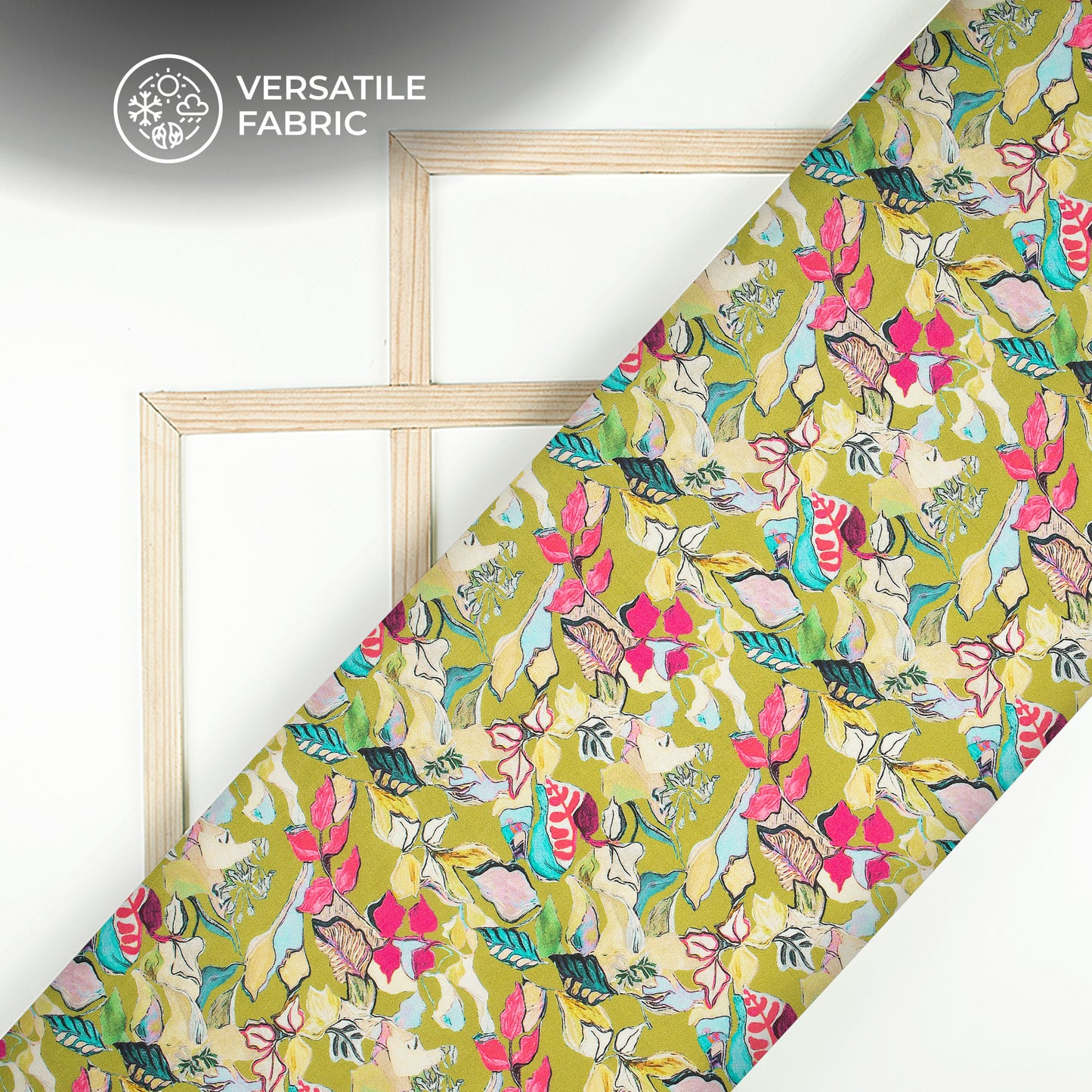 Natural's Whisper: Leaf Digital Print Viscose Muslin Fabric