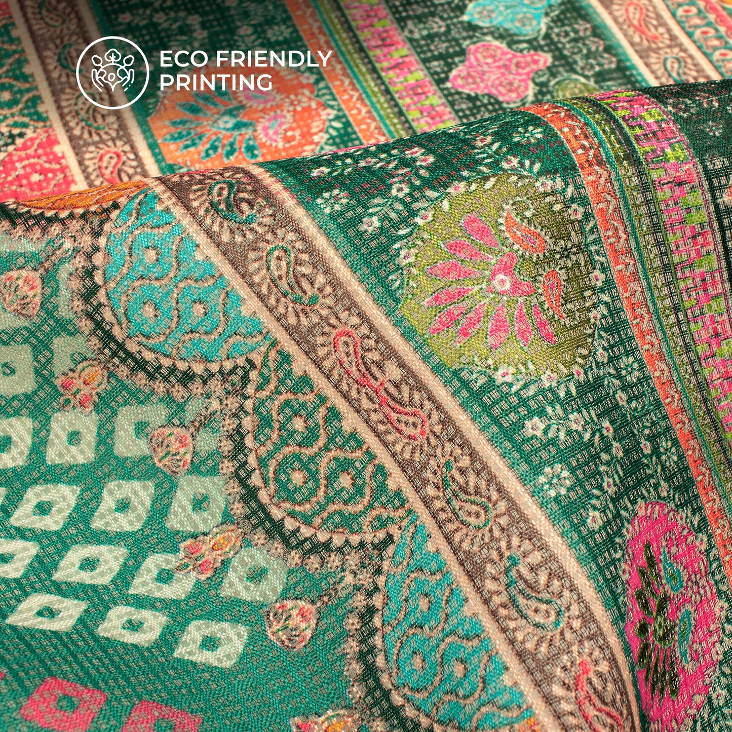 Retro Bandhanii Digital Print Kota Doria Fabric