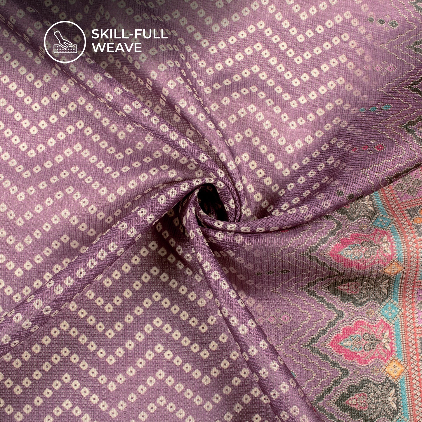 Trendy Chevron Bandhanii Digital Print Kota Doria Fabric