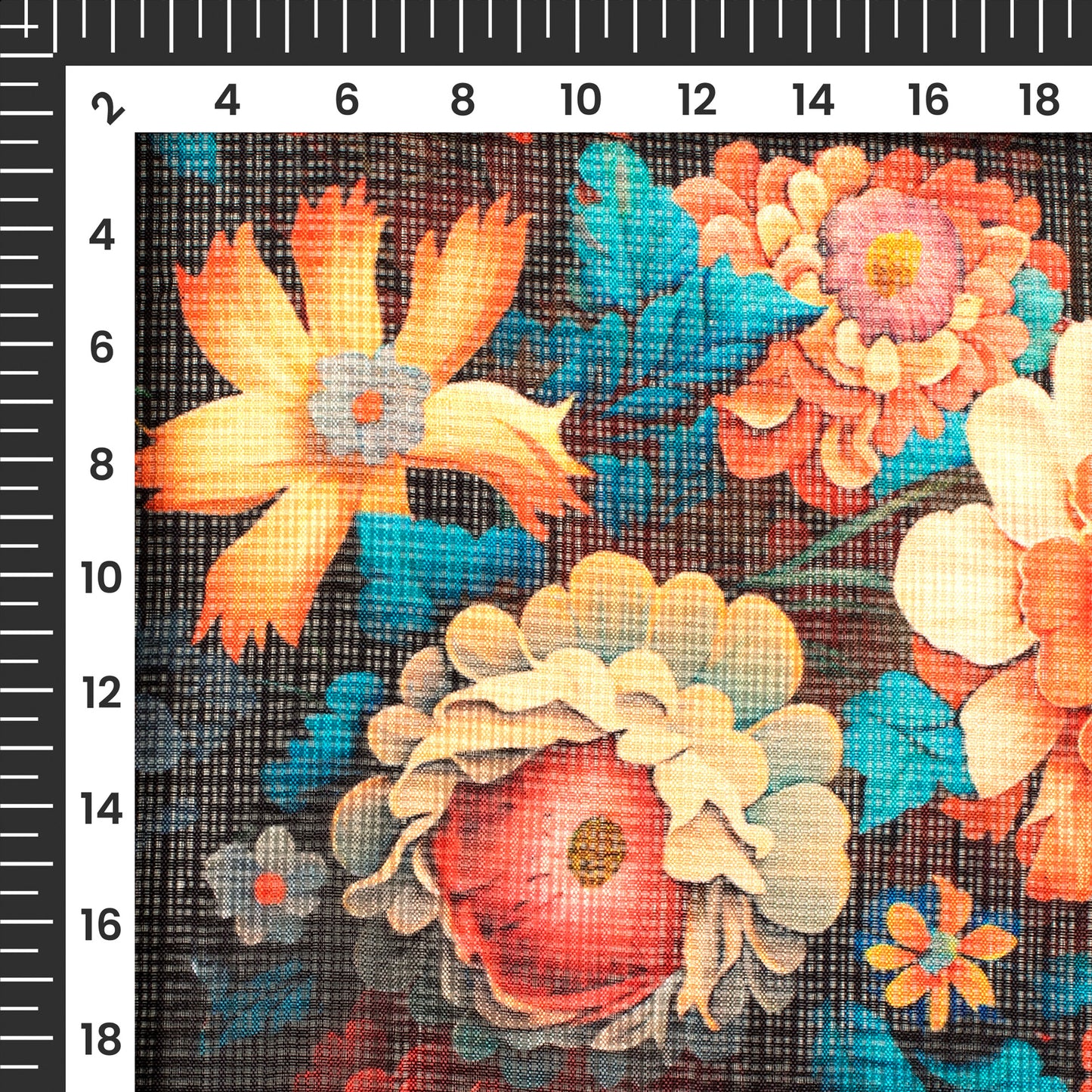 Antique Floral Digital Print Kota Doria Fabric