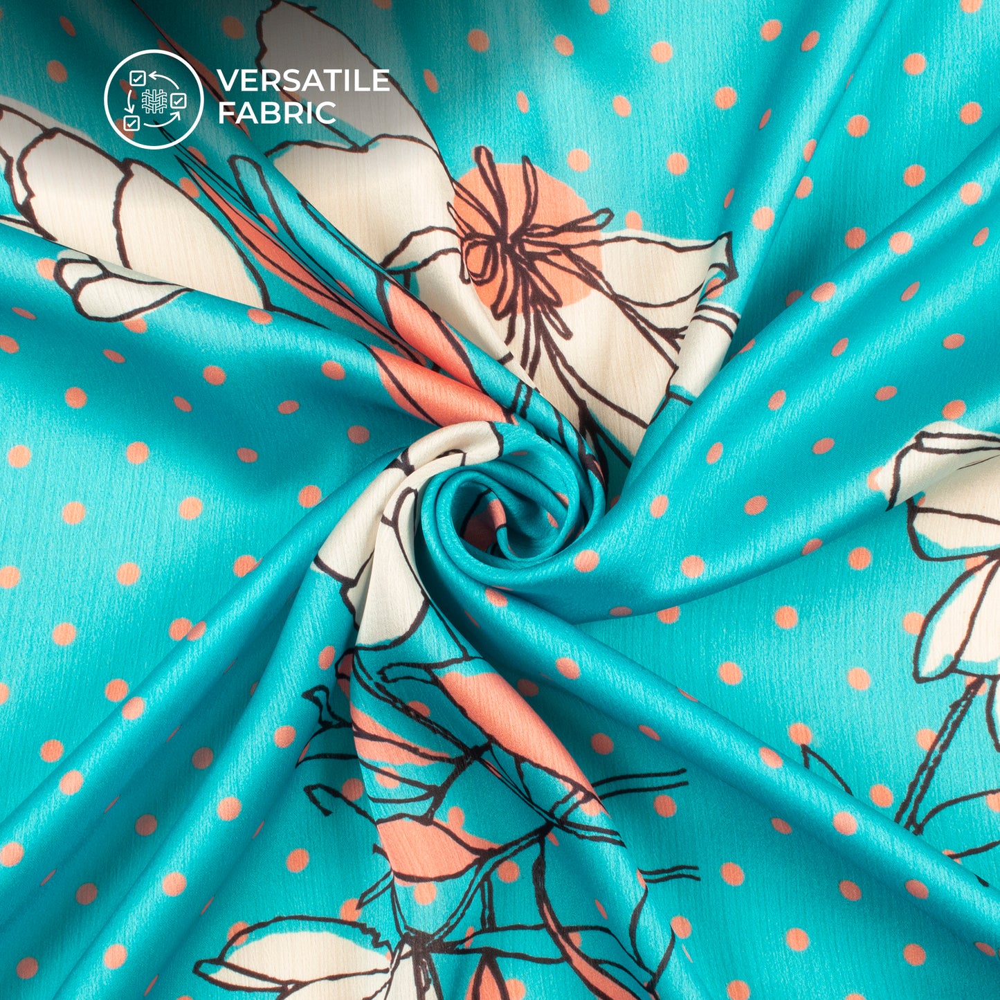 Glamorous Abstract Floral Digital Print Chiffon Satin Fabric