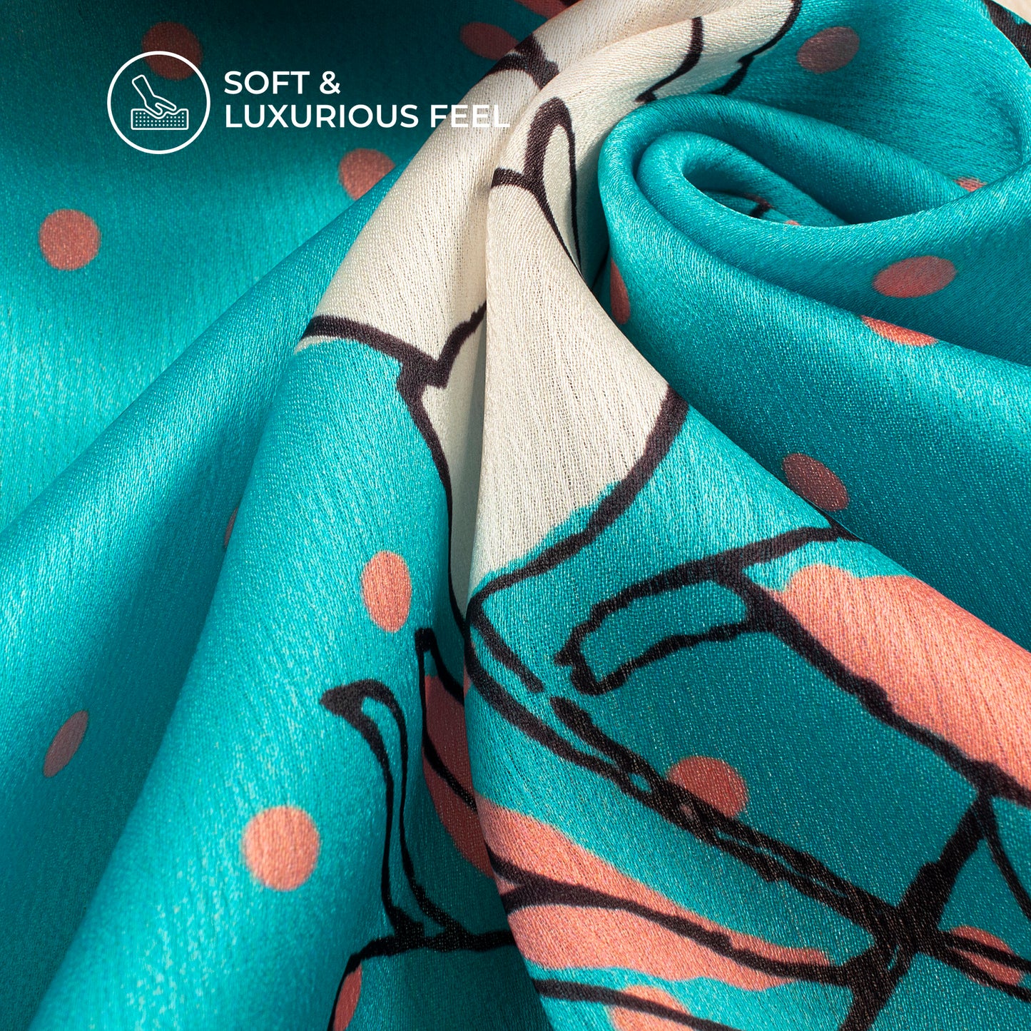 Glamorous Abstract Floral Digital Print Chiffon Satin Fabric