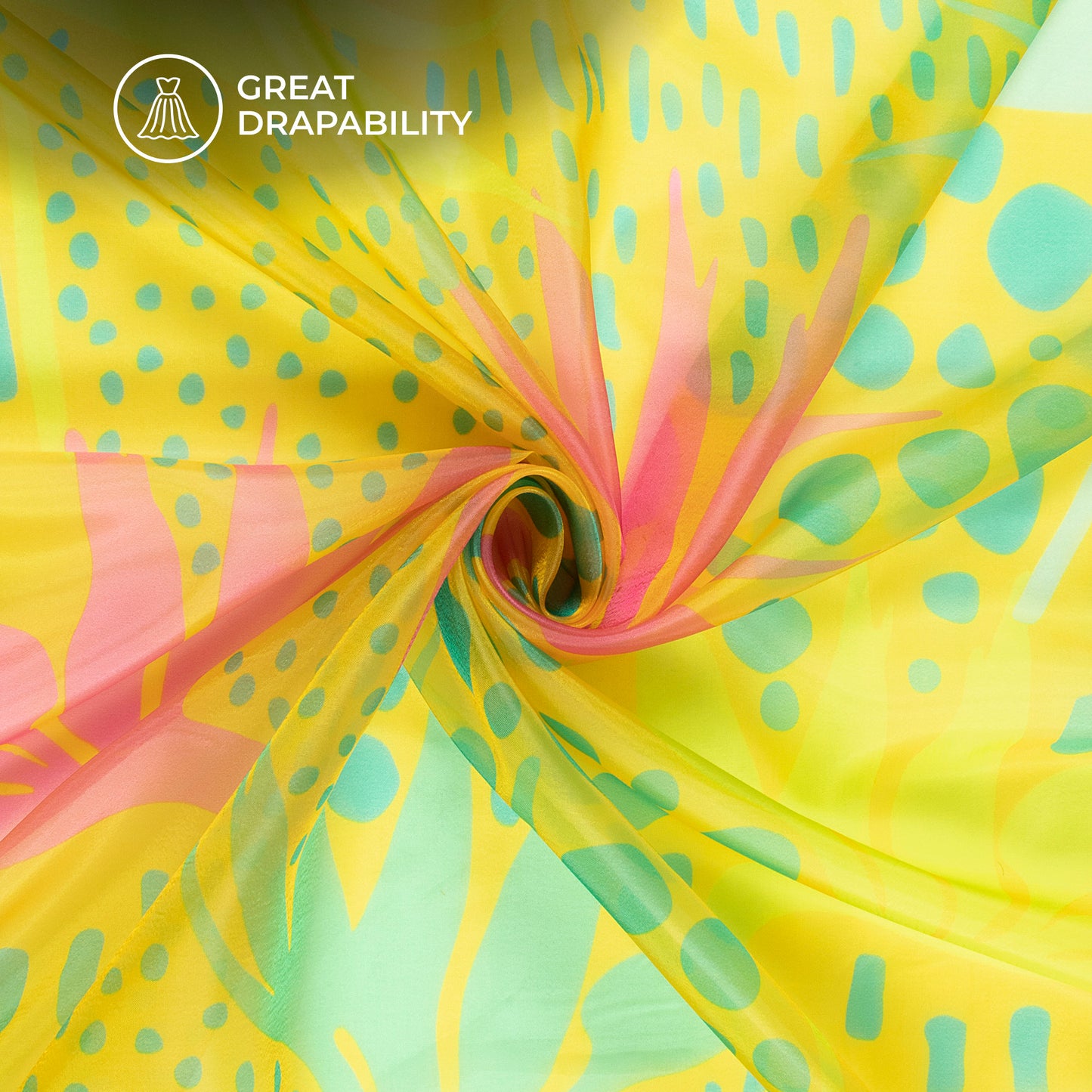 Blissful Blossom: Floral Digital Print Organza Satin Fabric