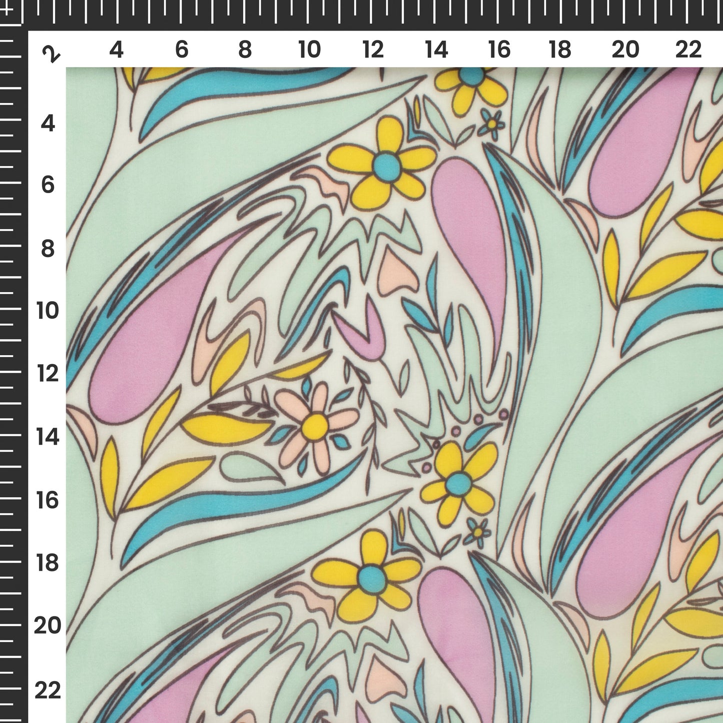 Floral Elegance: Luxurious Digital Print Organza Satin Fabric