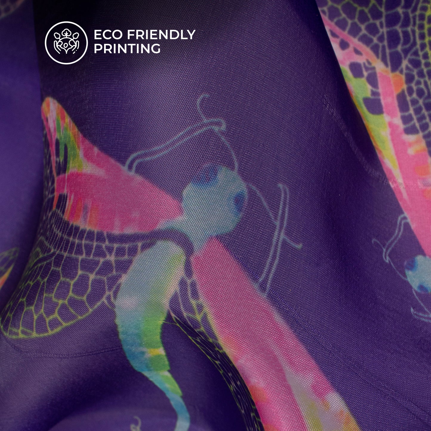 Ethereal Elegance: Glossy Digital Print Organza Satin Fabric
