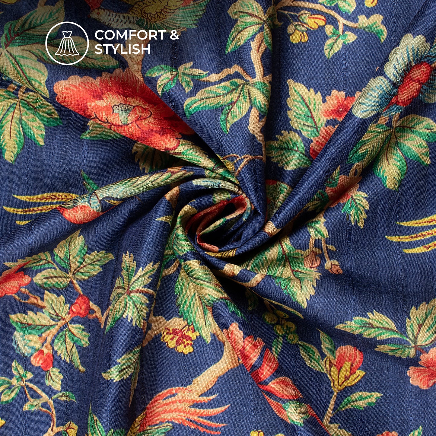 Silken Serenity: Floral Digital Print Art Tusser Silk Fabric