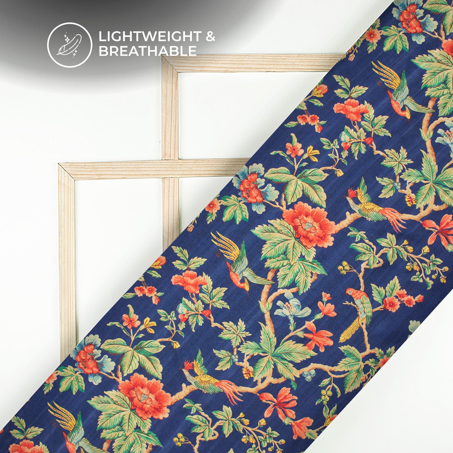 Silken Serenity: Floral Digital Print Art Tusser Silk Fabric