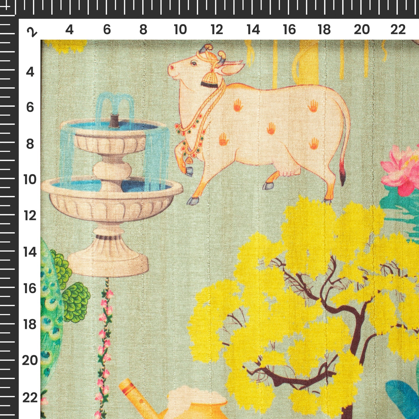Heritage Sheen: Pichwaii Digital Print Art Tusser Silk Fabric