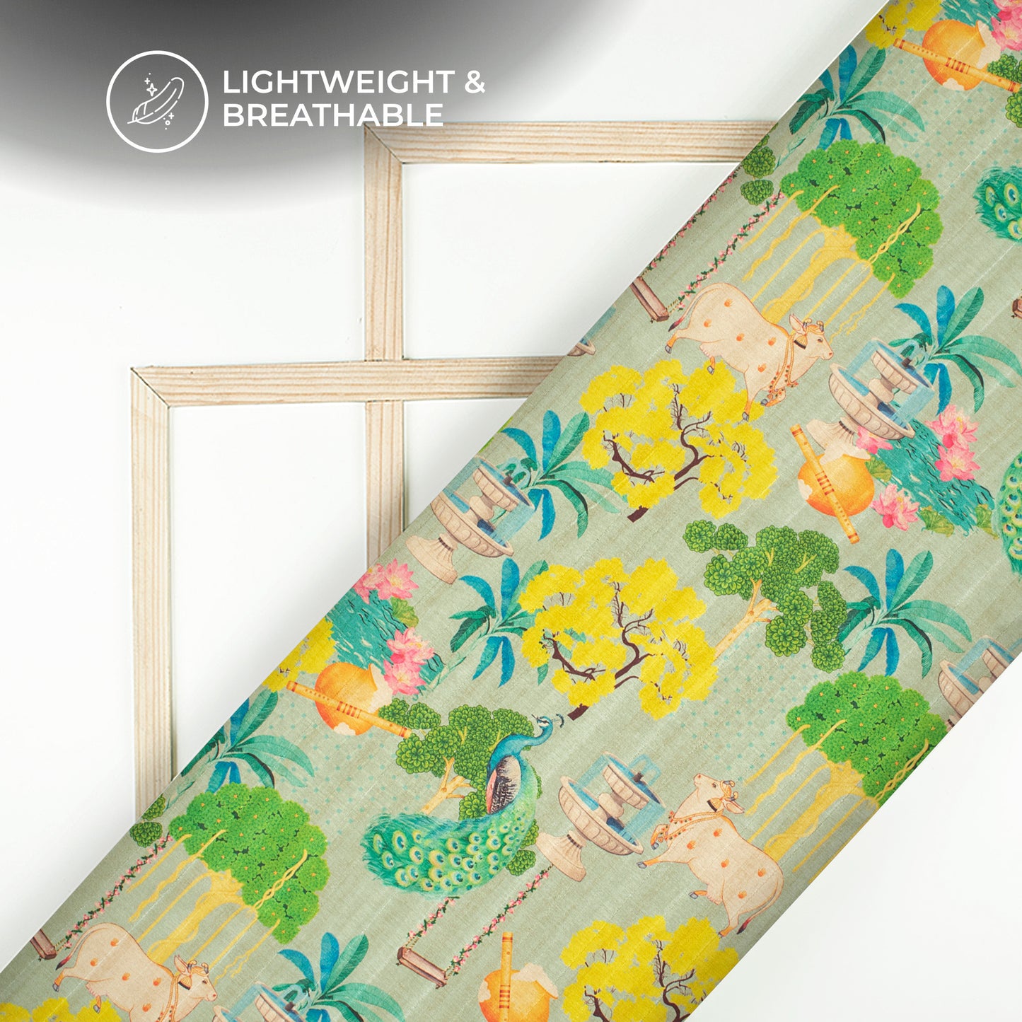 Heritage Sheen: Pichwaii Digital Print Art Tusser Silk Fabric