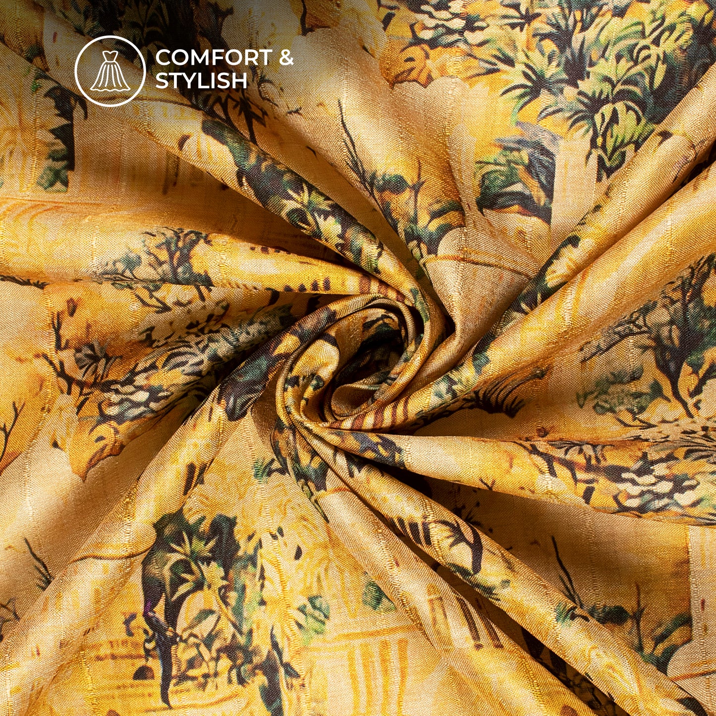 Enchanted Elegance: Silky Smooth Digital Print Art Tusser Silk Fabric