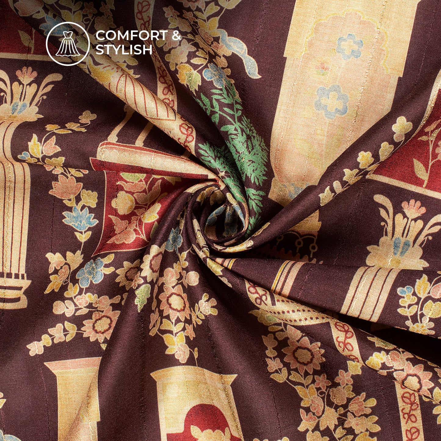 Ethereal Elegance: Deluxe Digital Print Art Tusser Silk Fabric