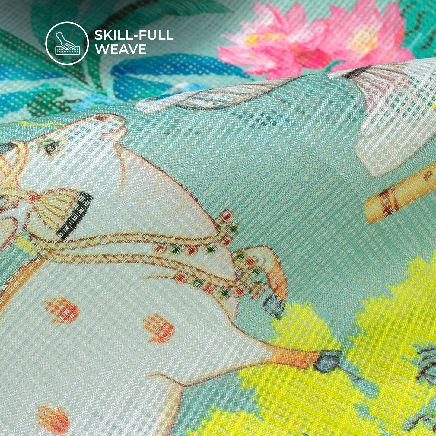 Cultural Treasures: Authentic Pichwaii Digital Print Kota Doria Fabric