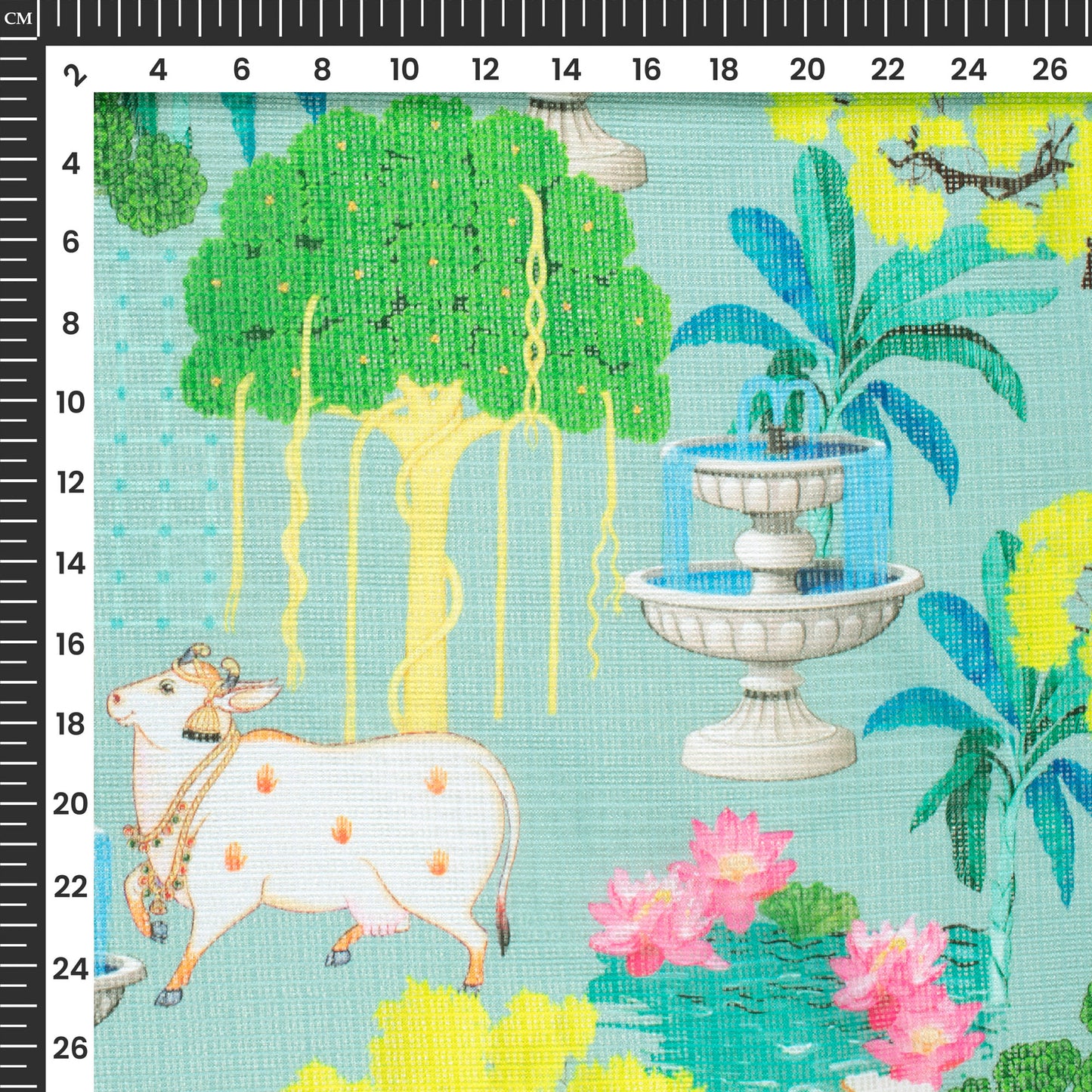 Cultural Treasures: Authentic Pichwaii Digital Print Kota Doria Fabric