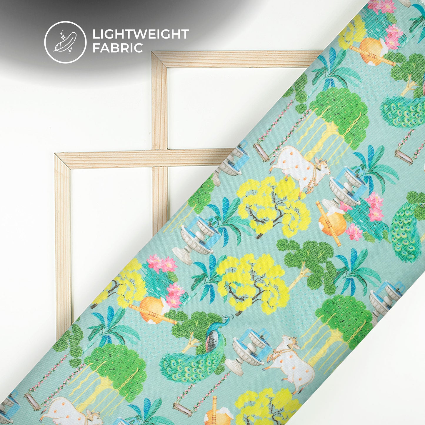 Cultural Treasures: Authentic Pichwaii Digital Print Kota Doria Fabric