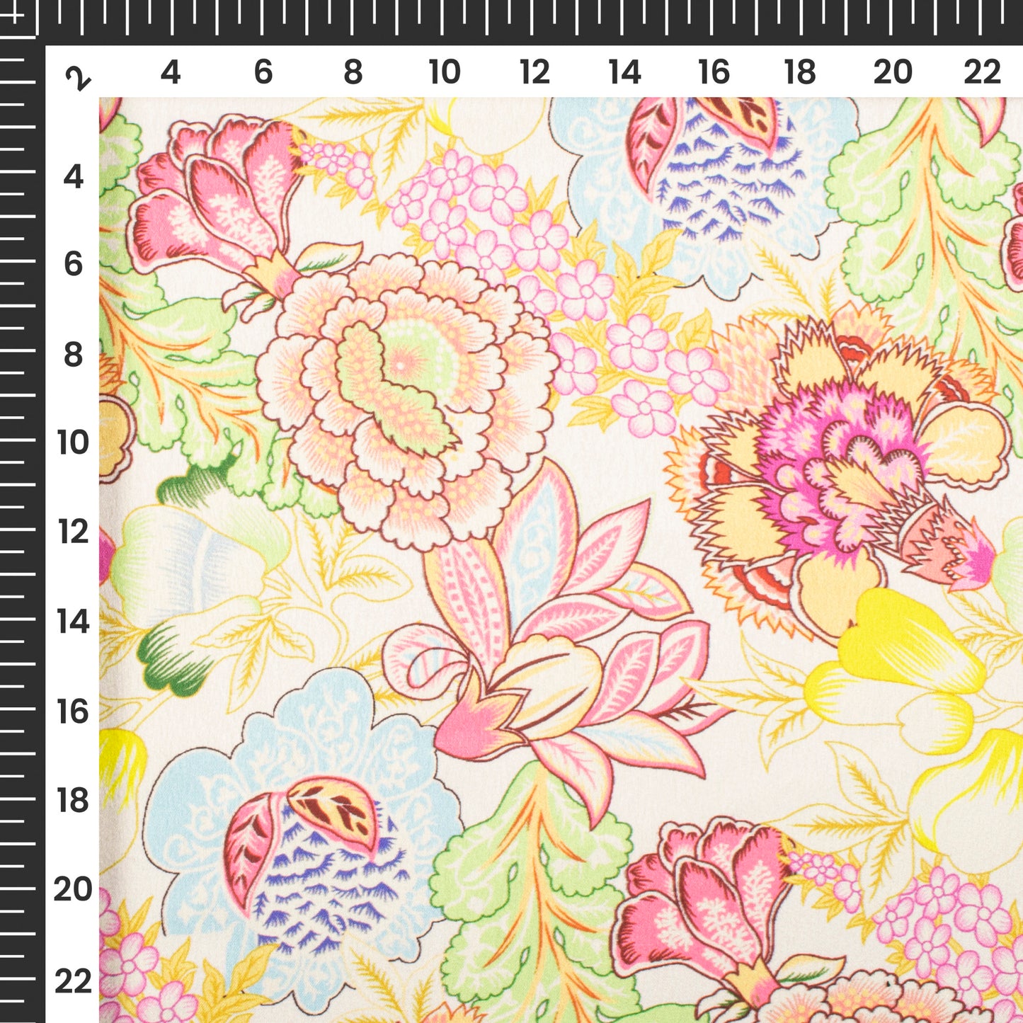 Multicolor Floral Digital Print Japan Satin Fabric