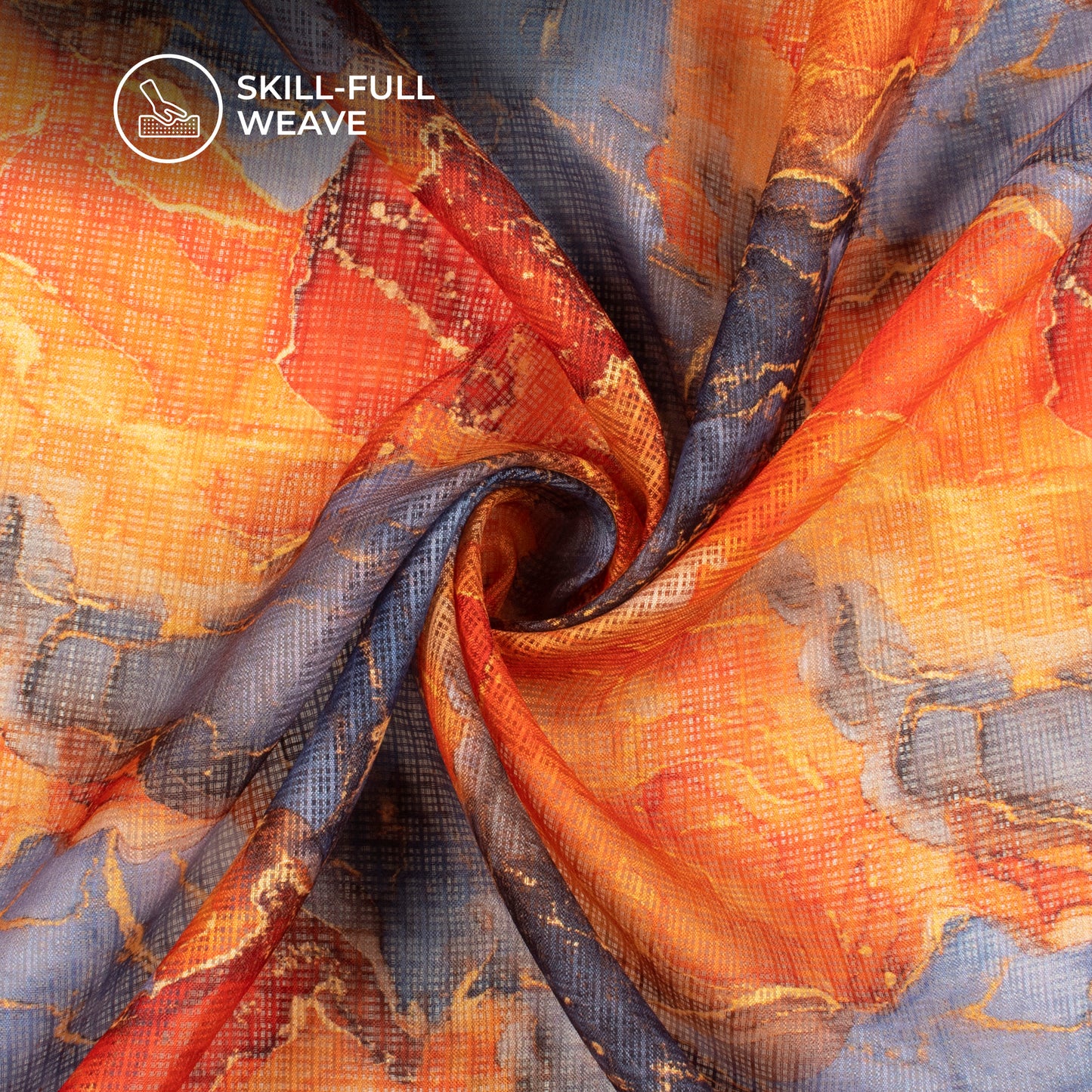 Golden Edge Tye And Dye Digital Print Kota Doria Fabric