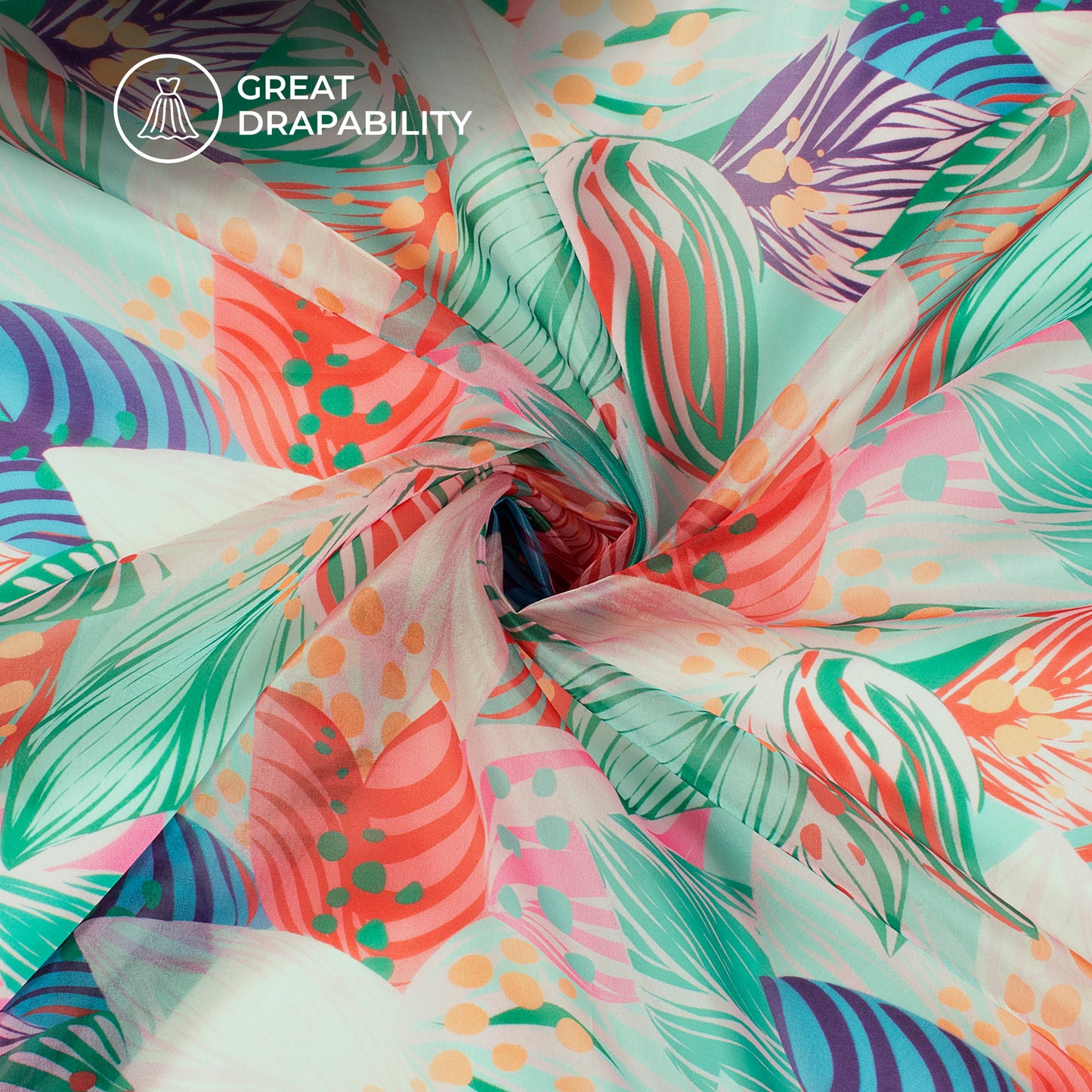 Multicolor Tropical Digital Print Organza Satin Fabric