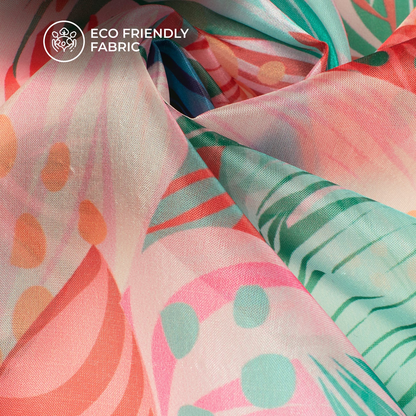 Multicolor Tropical Digital Print Organza Satin Fabric