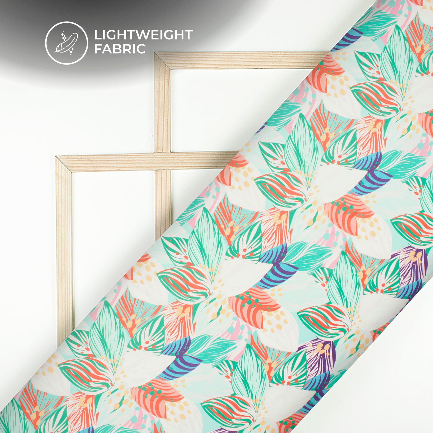 Multicolor Tropical Digital Print Organza Satin Fabric