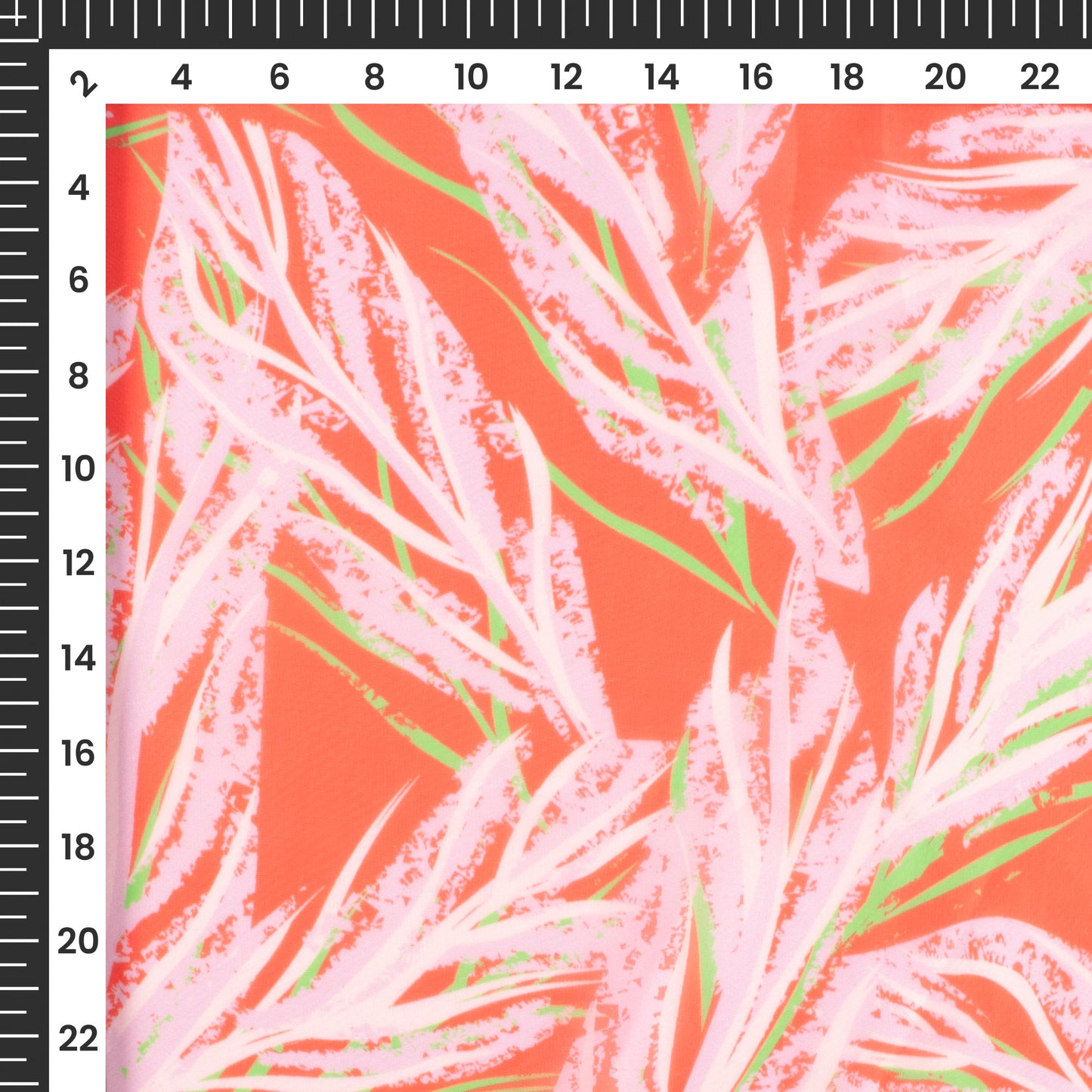 Red Leafage Digital Print Organza Satin Fabric