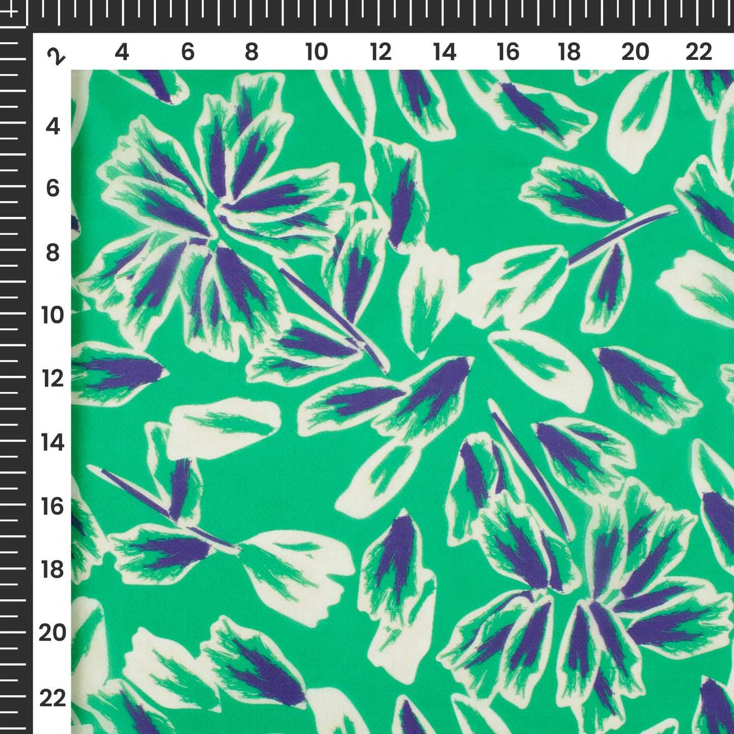 Emerald Green Floral Digital Print Organza Satin Fabric